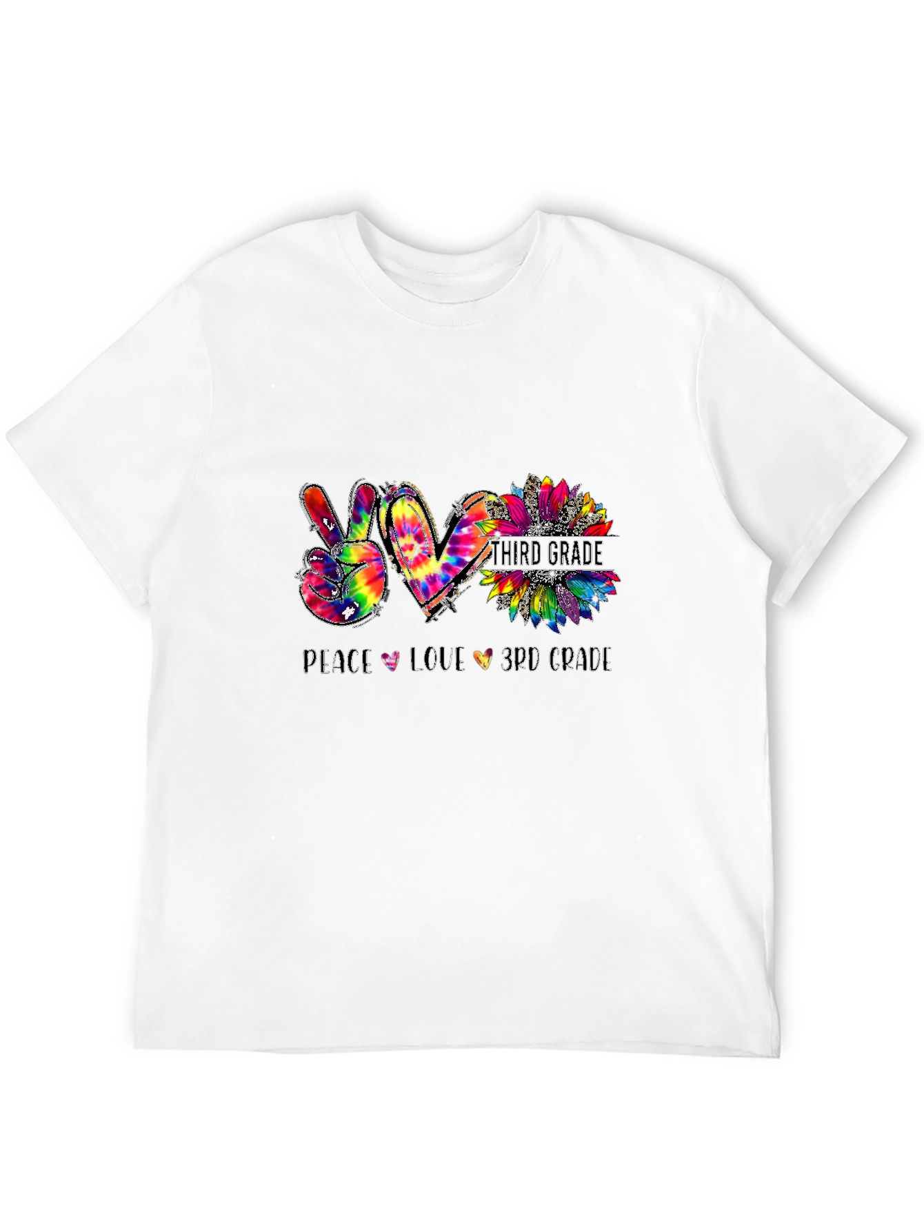 Black Peace Love 3rd Grade Tie-Dye T-Shirt view 12