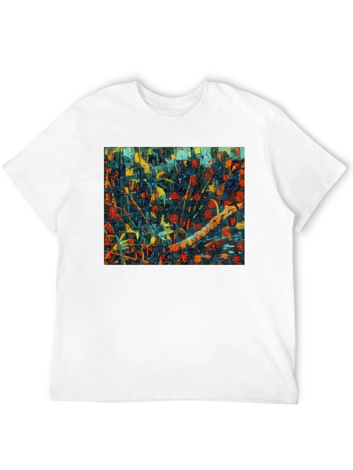 Black Abstract Floral Print Black T-Shirt view 12