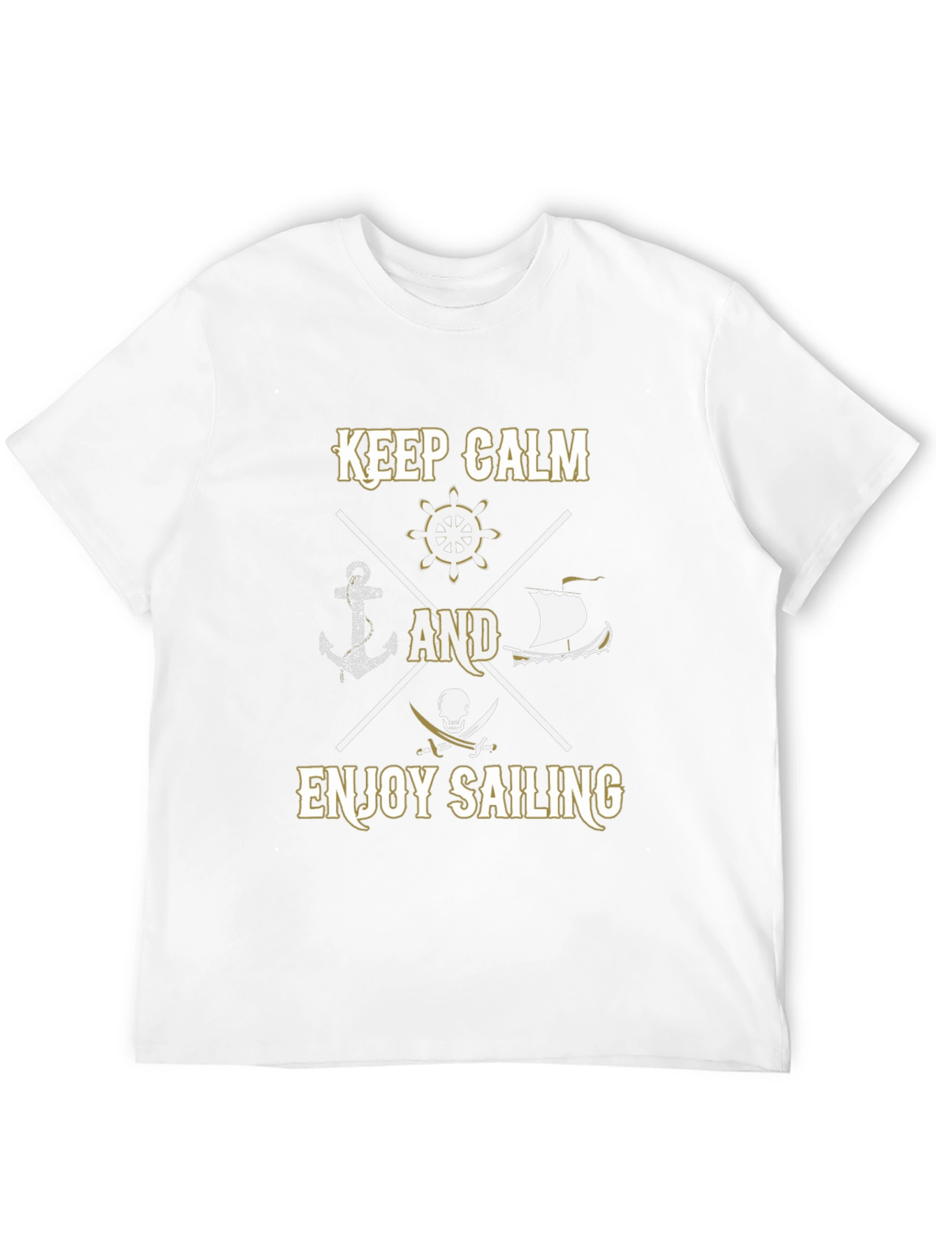 Black Keep Calm and Enjoy Sailing Men's T-shirt view 12