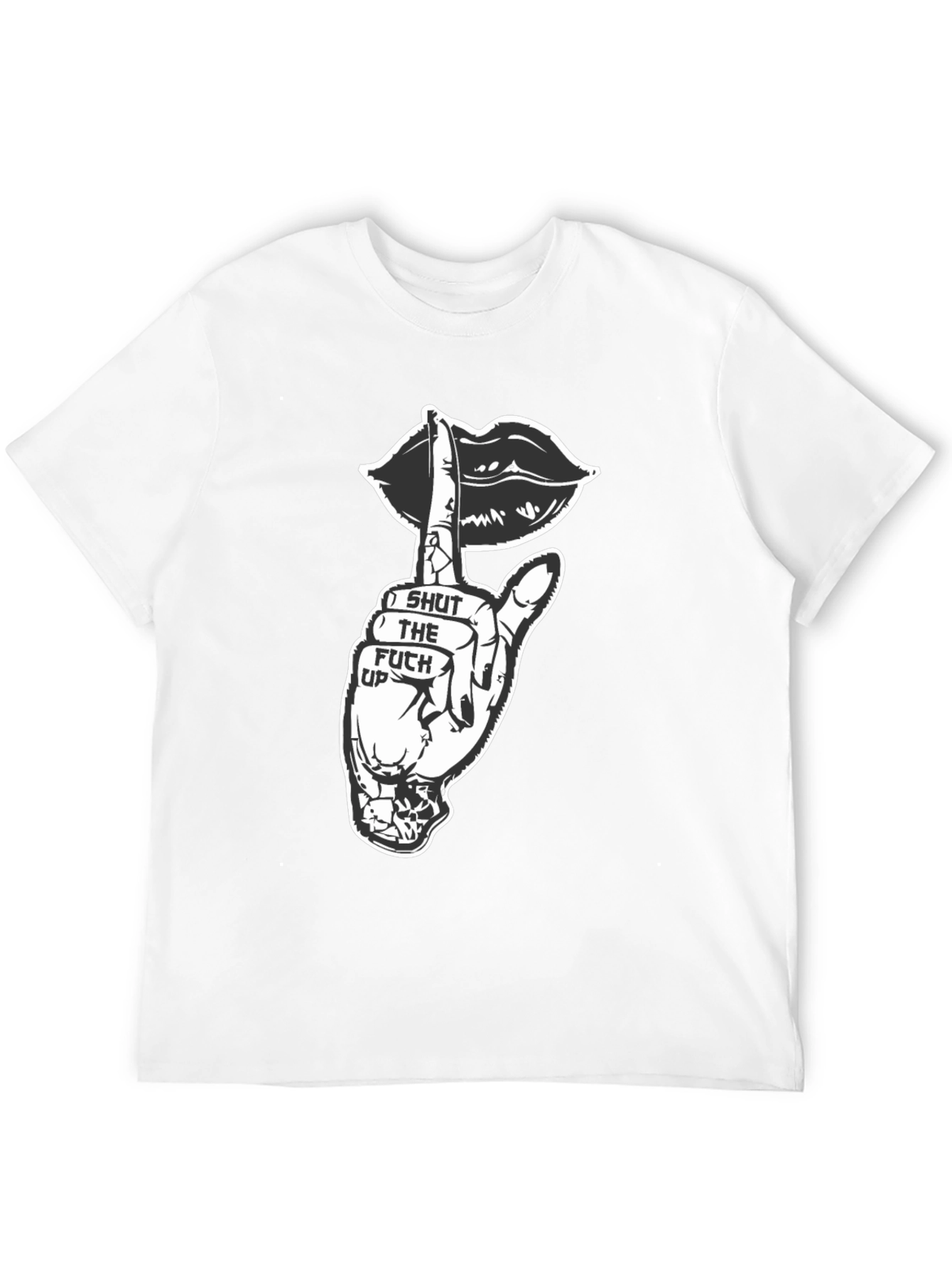 Black Shut Up Graphic Tee - Black Crew Neck T-Shirt view 12