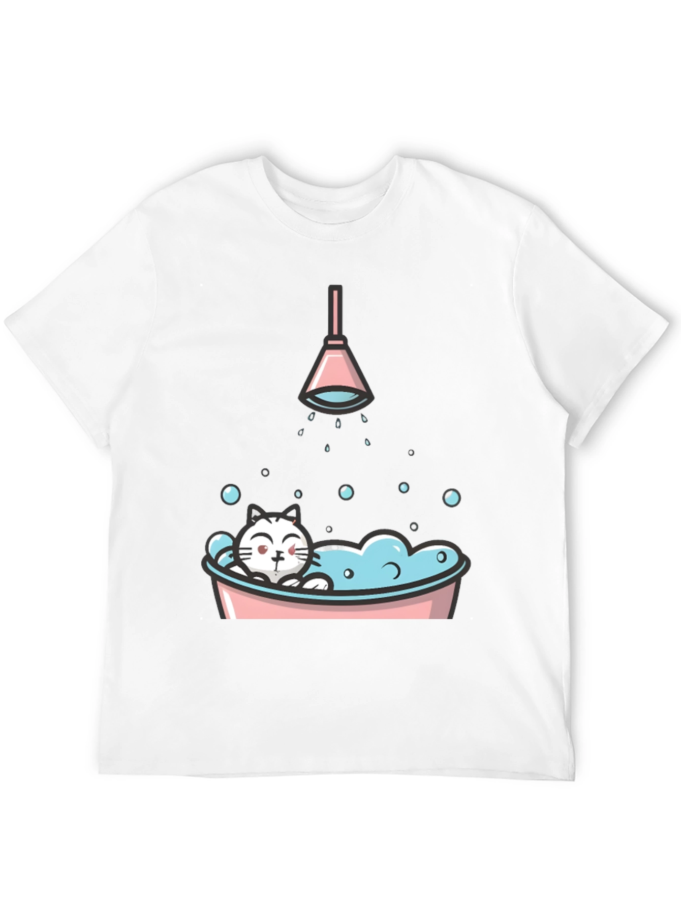Black Cute Cat in Tub Graphic T-Shirt view 12