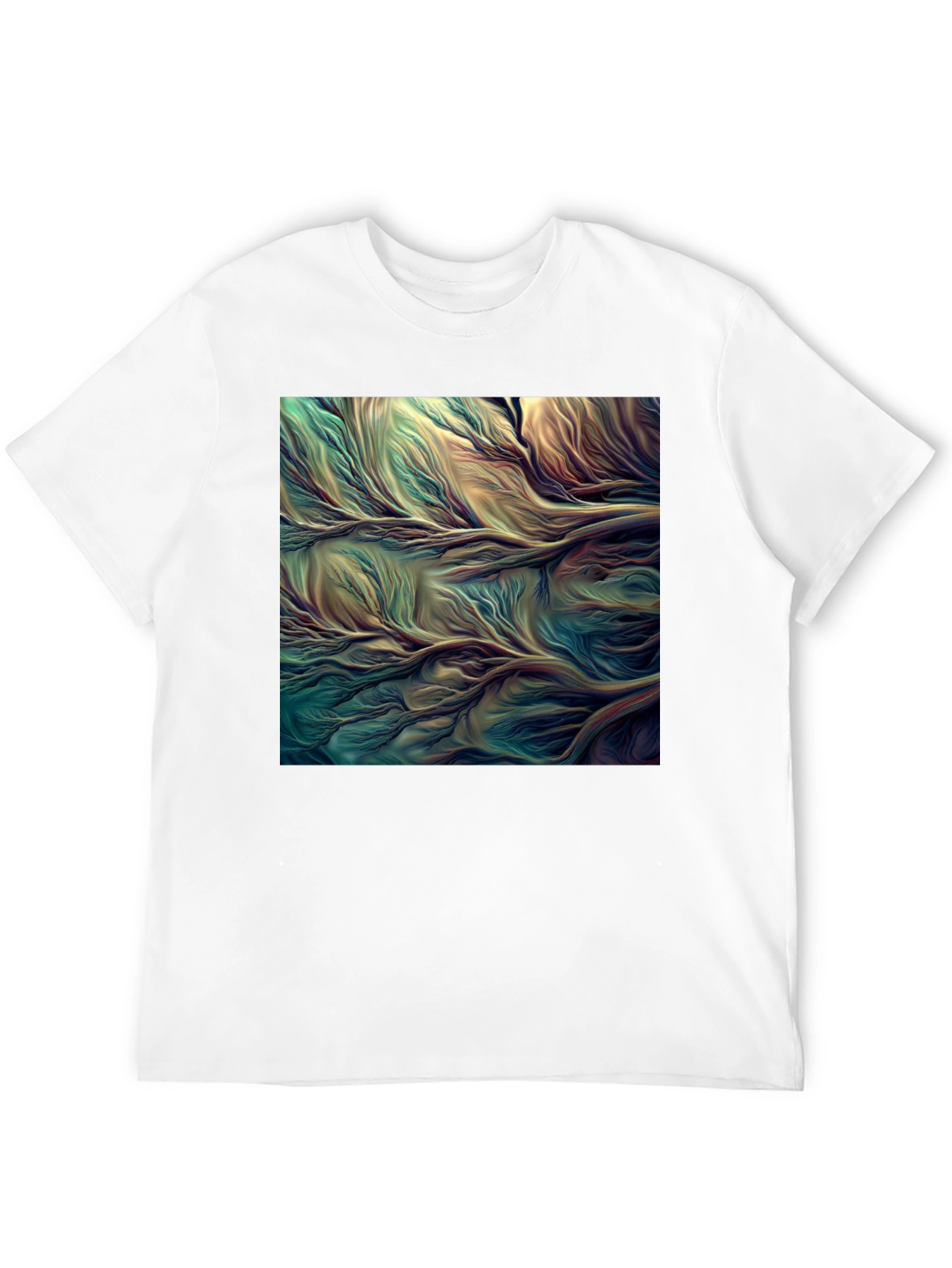 Black Abstract Flowing River T-Shirt view 12