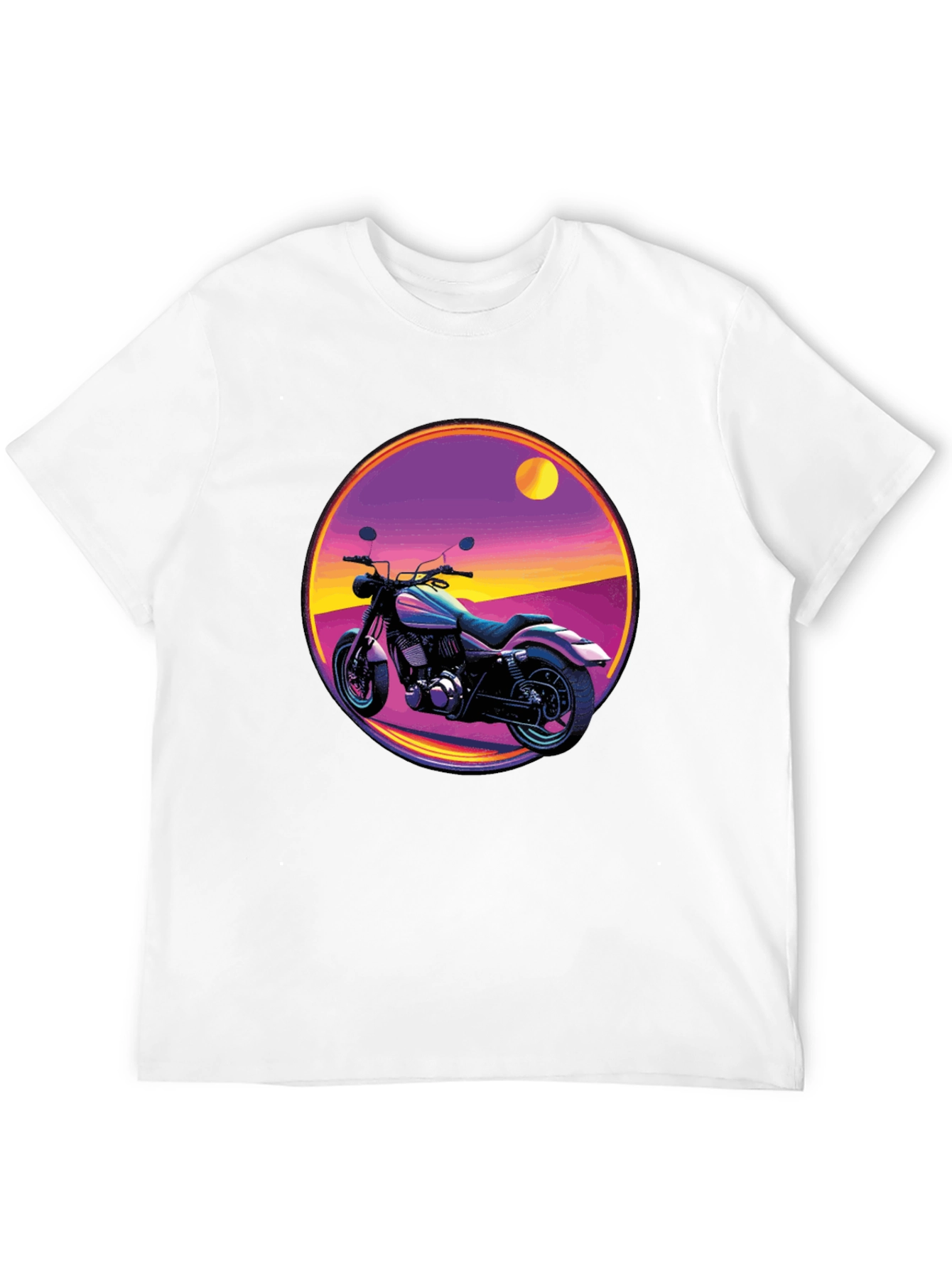 Black Retro Motorcycle Graphic Tee - Black Cotton T-Shirt view 12