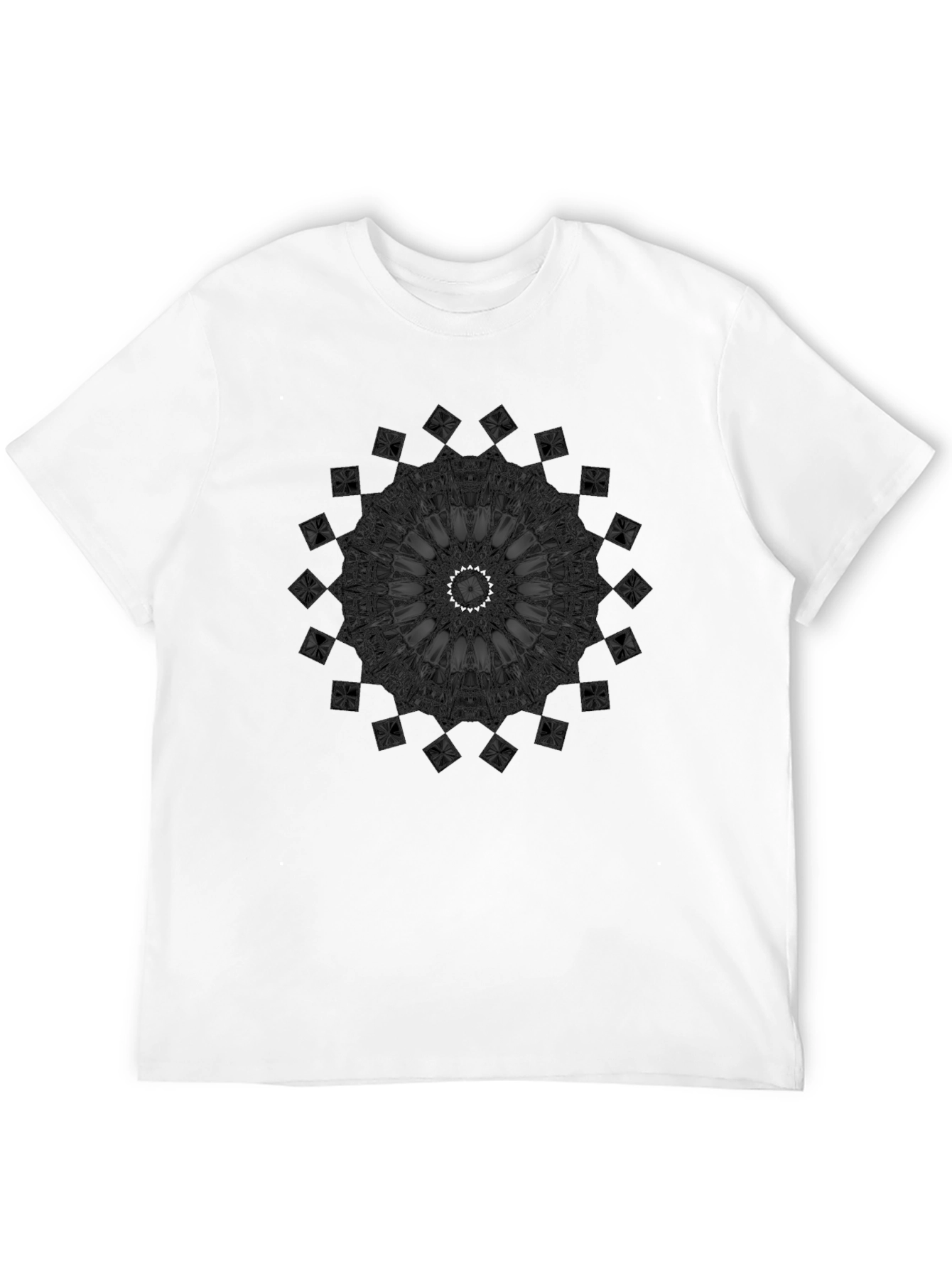 Black Dark Mandala Graphic Print Black T-Shirt view 12