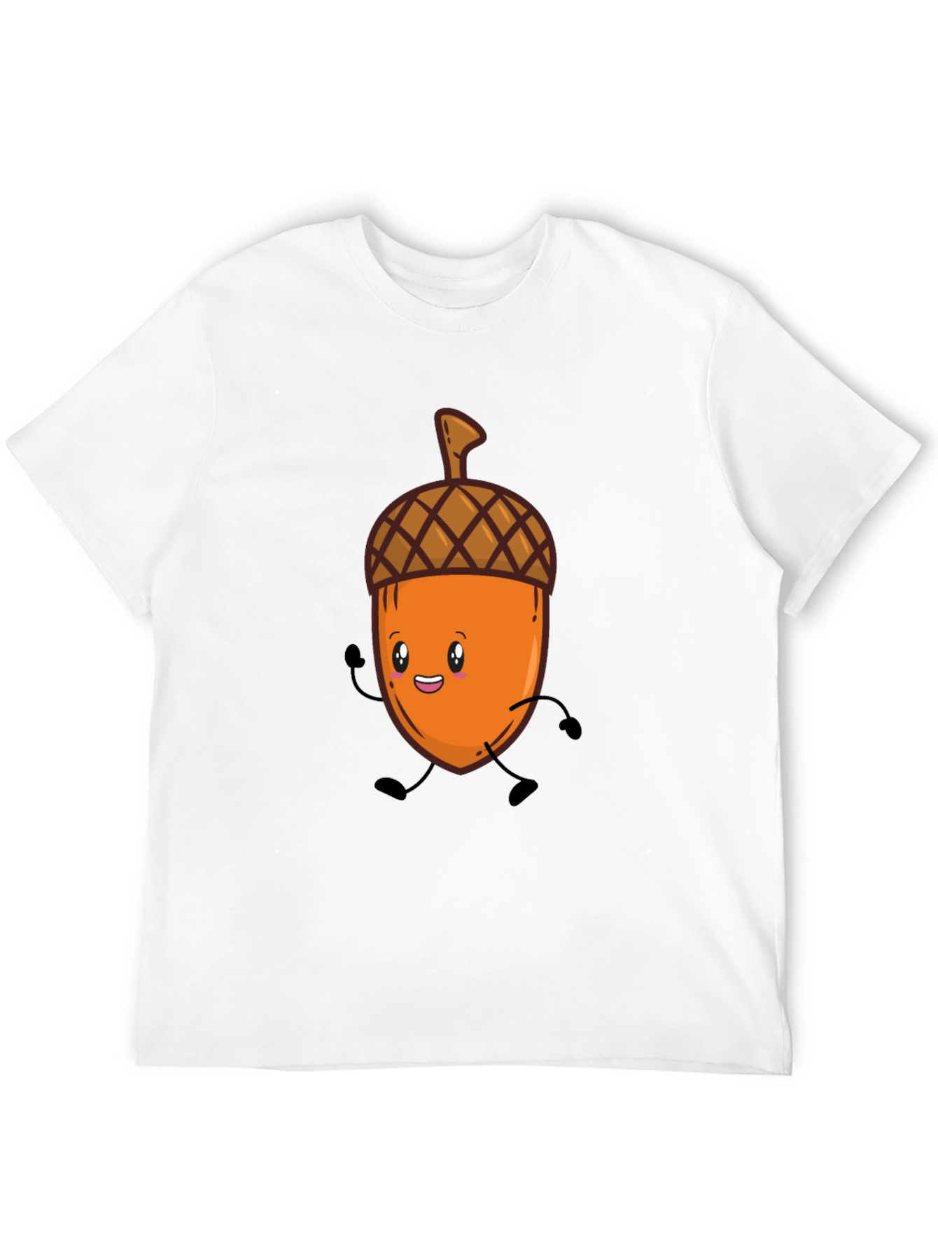 Black Cute Cartoon Acorn T-Shirt - Black, Unisex view 12