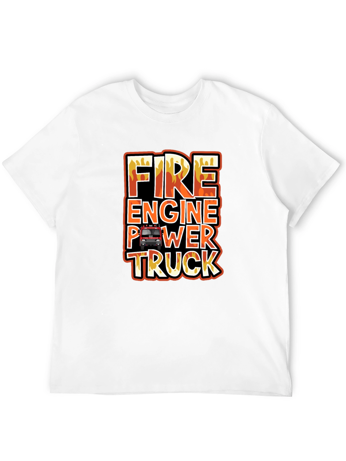 Black Fire Engine Power Truck Graphic T-Shirt view 12