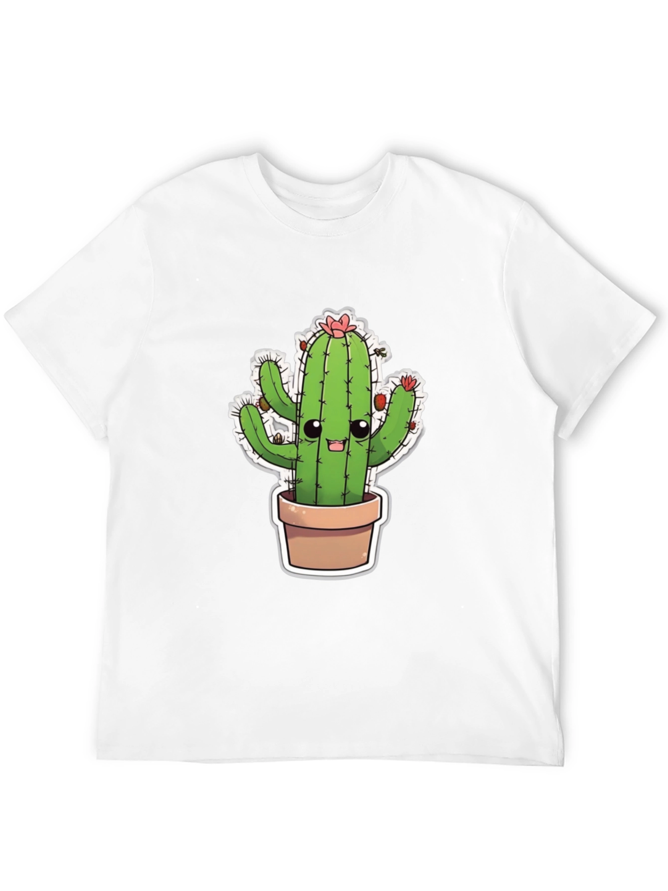 Black Cute Cactus T-Shirt - Black Cotton Blend view 12