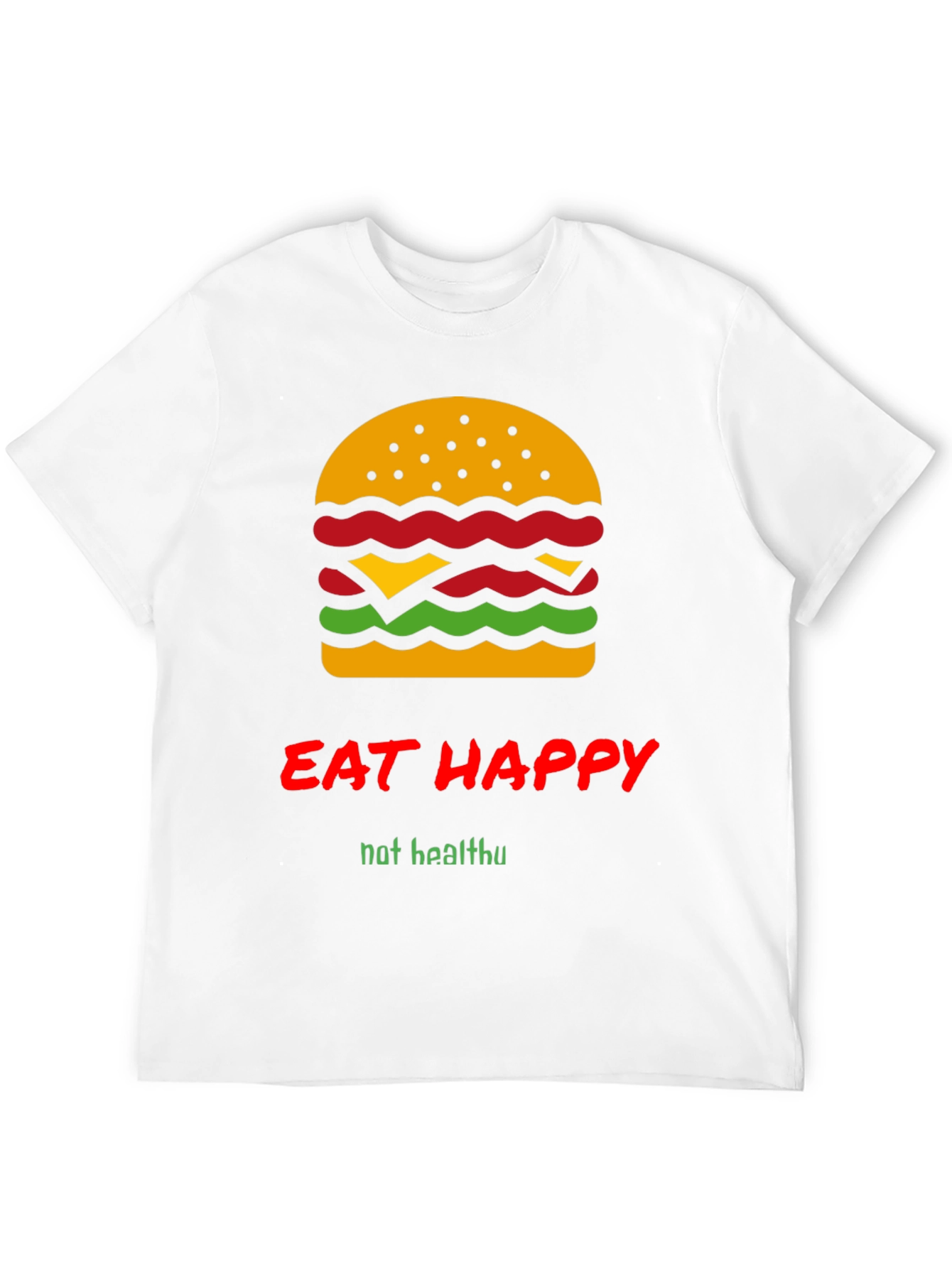 Black Eat Happy Burger Graphic Tee - Black Crew Neck T-Shirt view 12