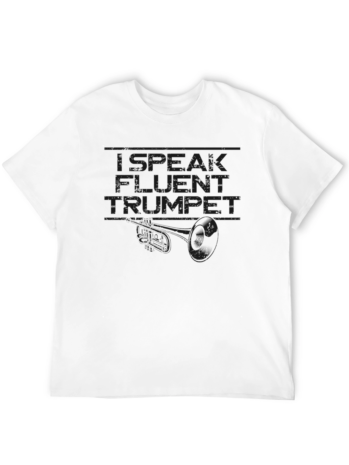 Black I Speak Fluent Trumpet Graphic Tee - Black Cotton T-Shirt view 12