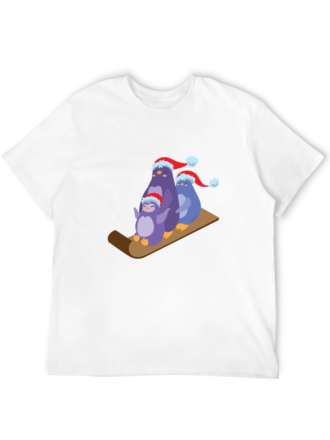 Black Penguin Family Holiday Sledding T-Shirt view 12