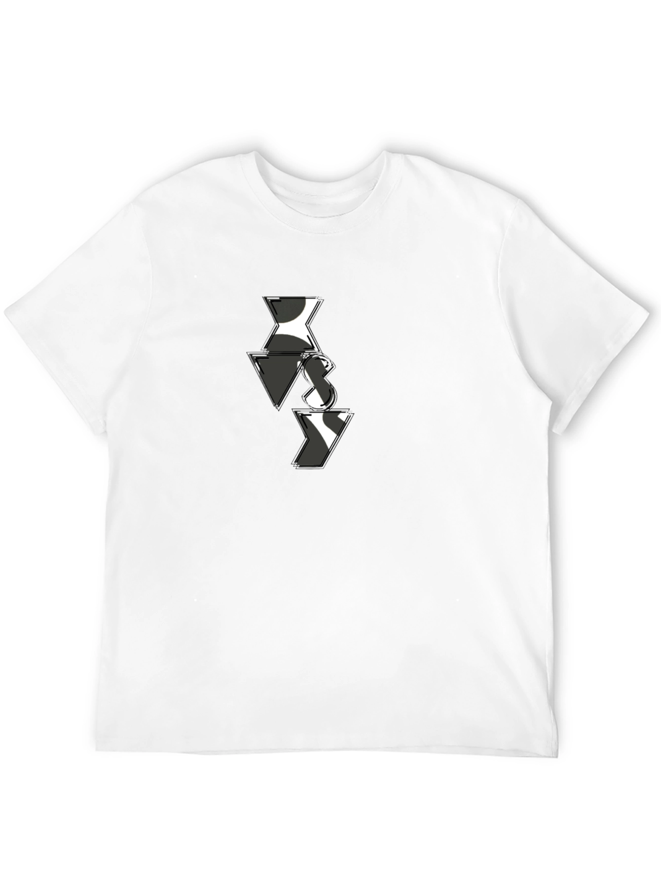 Black Abstract VS Pattern Men's Black T-Shirt view 12