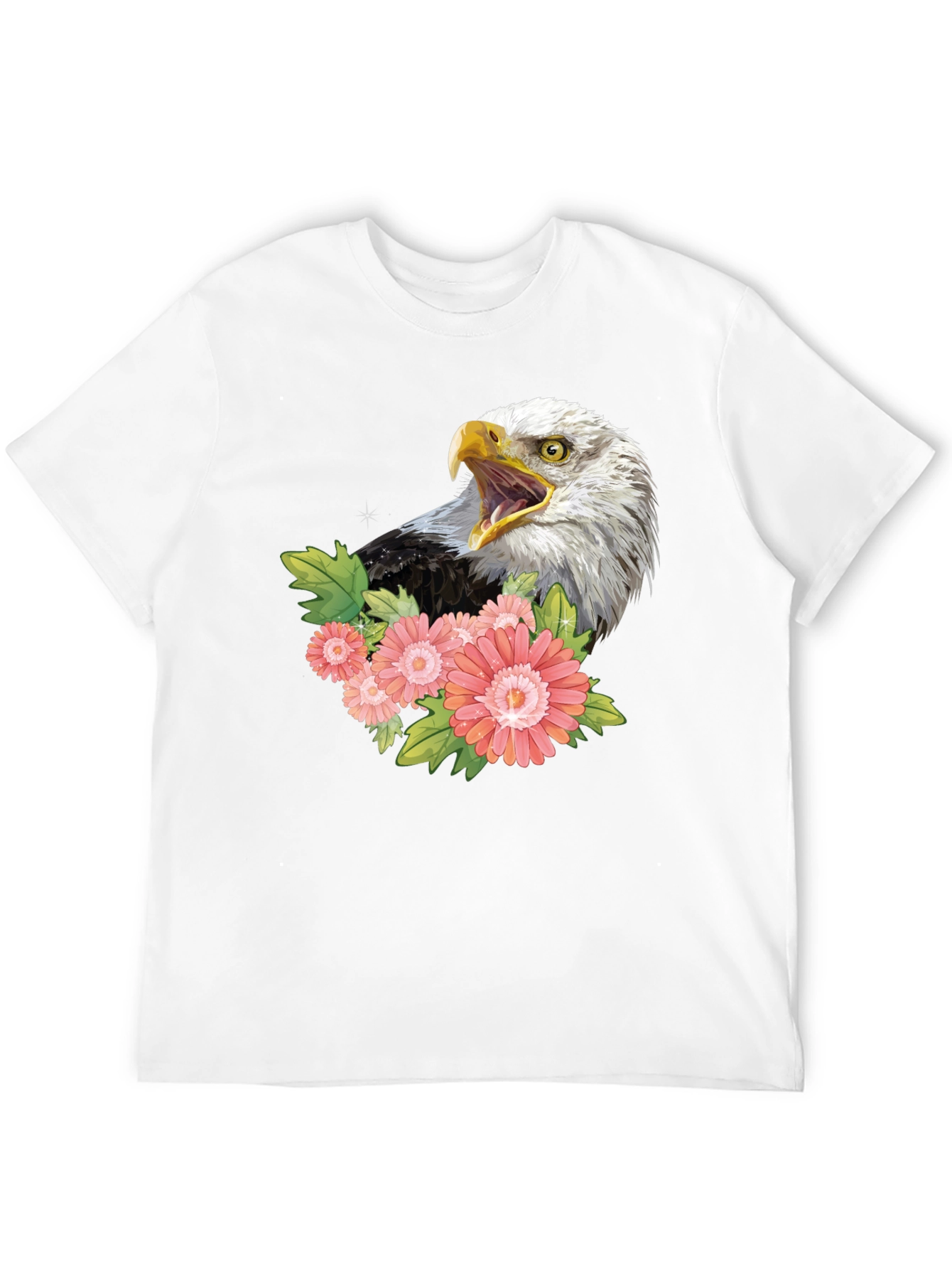 Black Eagle and Floral Graphic Print T-Shirt view 12