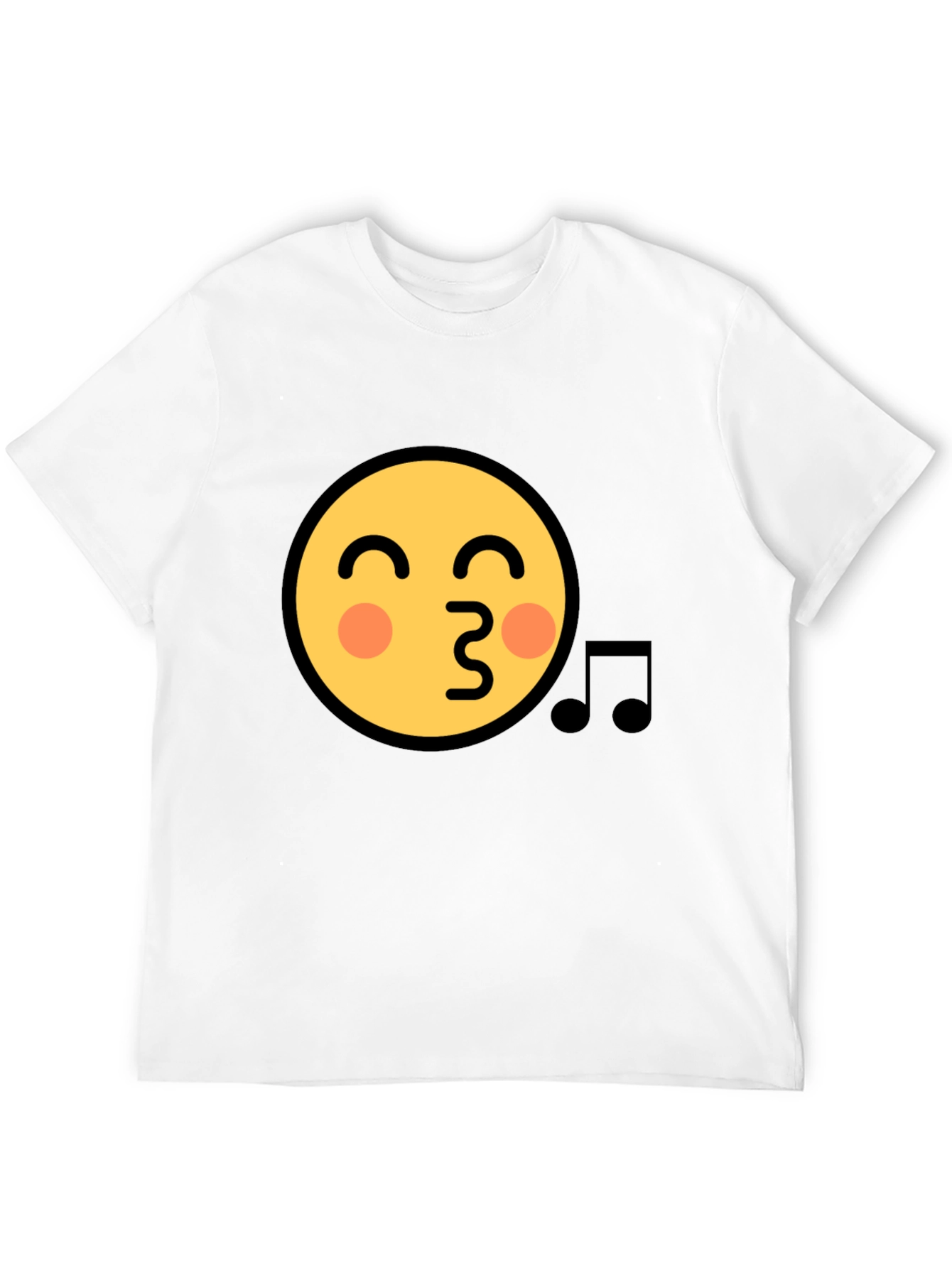 Black Emoji Face Kiss Music Note Black T-Shirt view 12