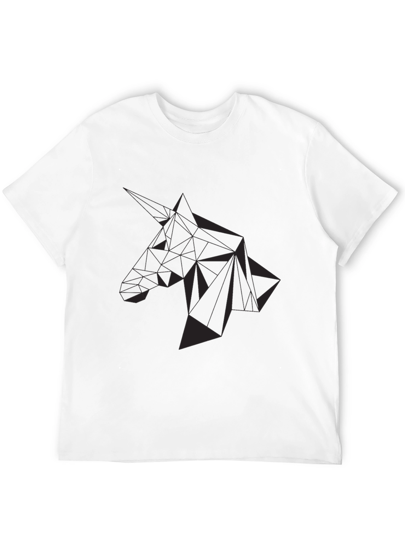 Black Geometric Unicorn Graphic Tee - Black Cotton Blend view 12