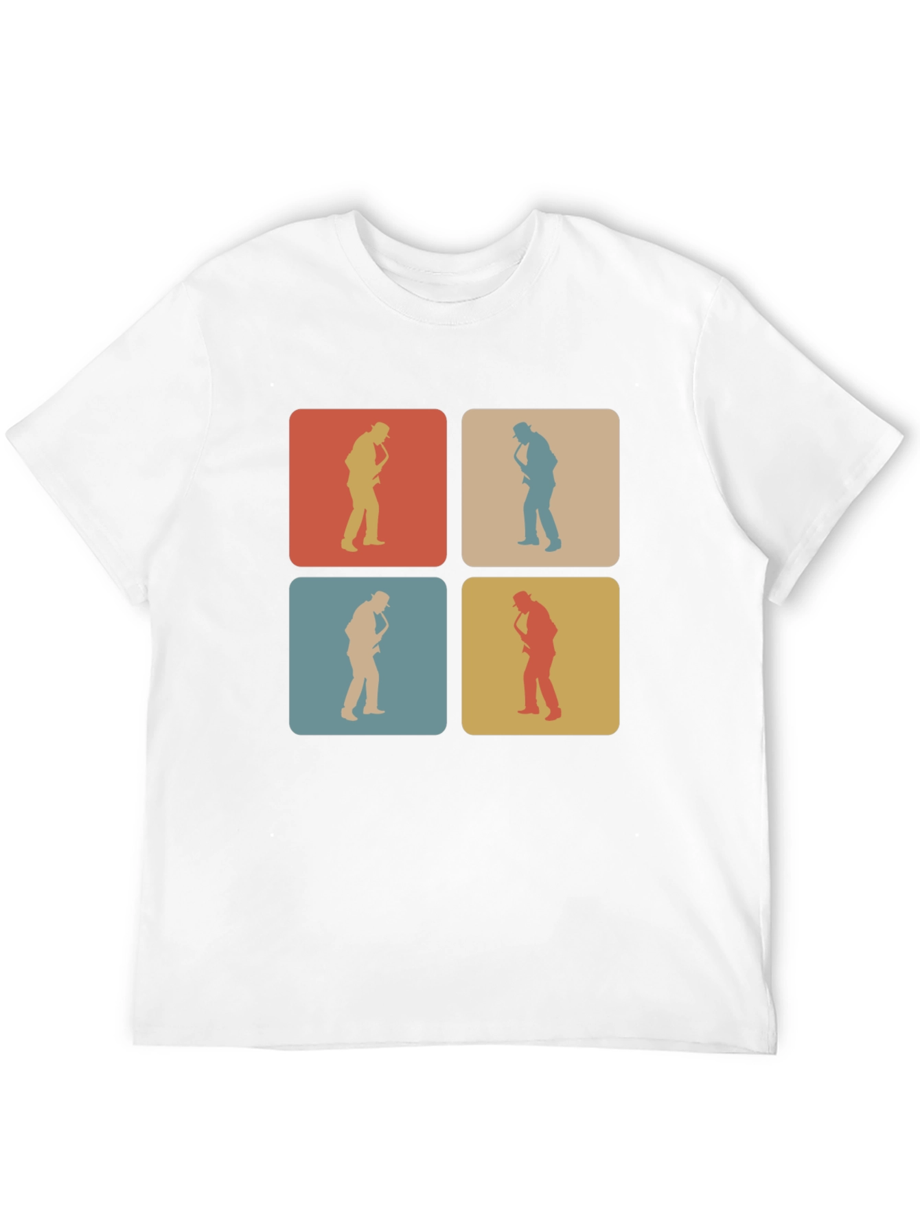 Black Retro Saxophone Player T-Shirt view 12