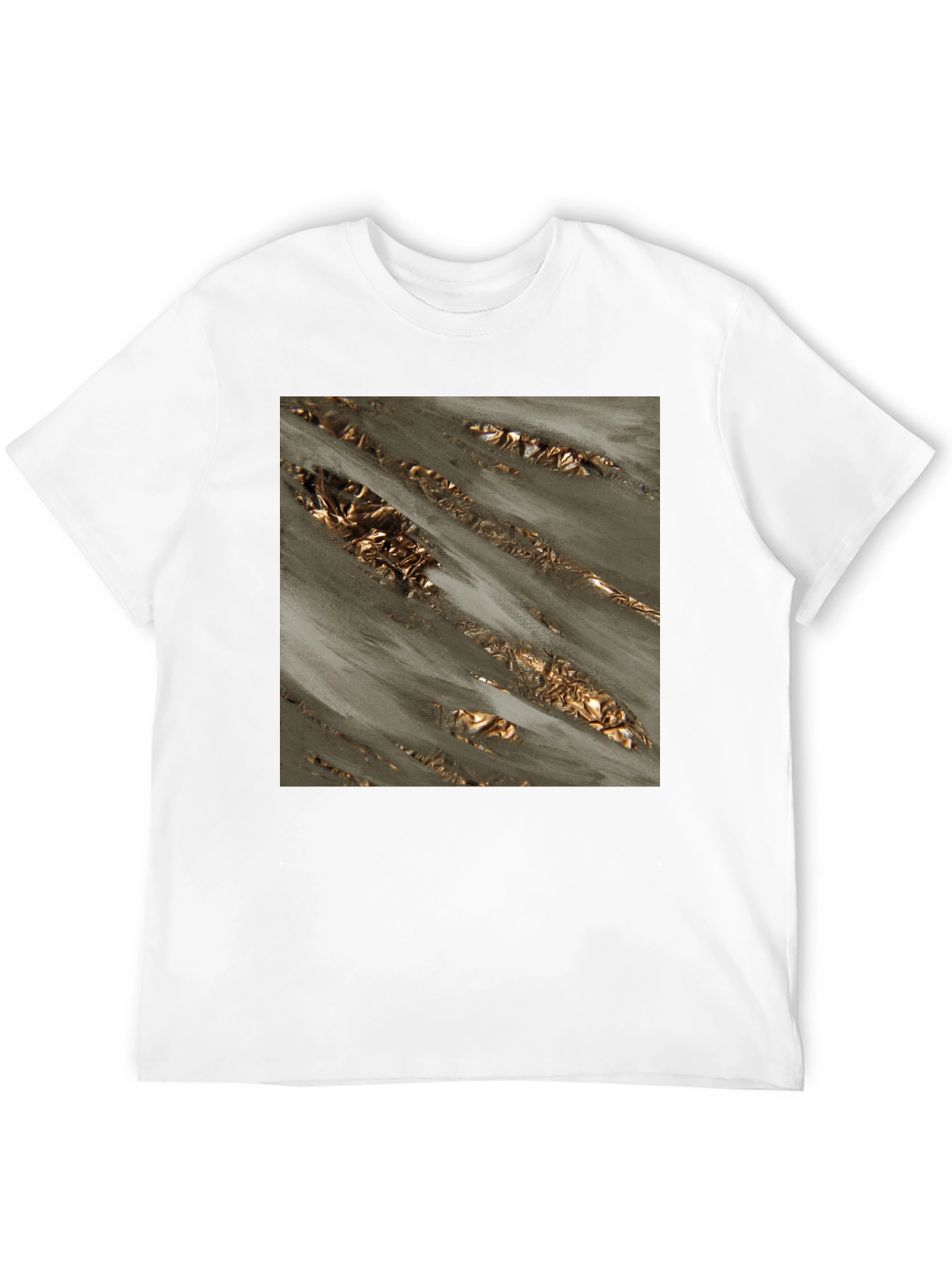 Black Abstract Gold Foil Art Black T-Shirt view 12