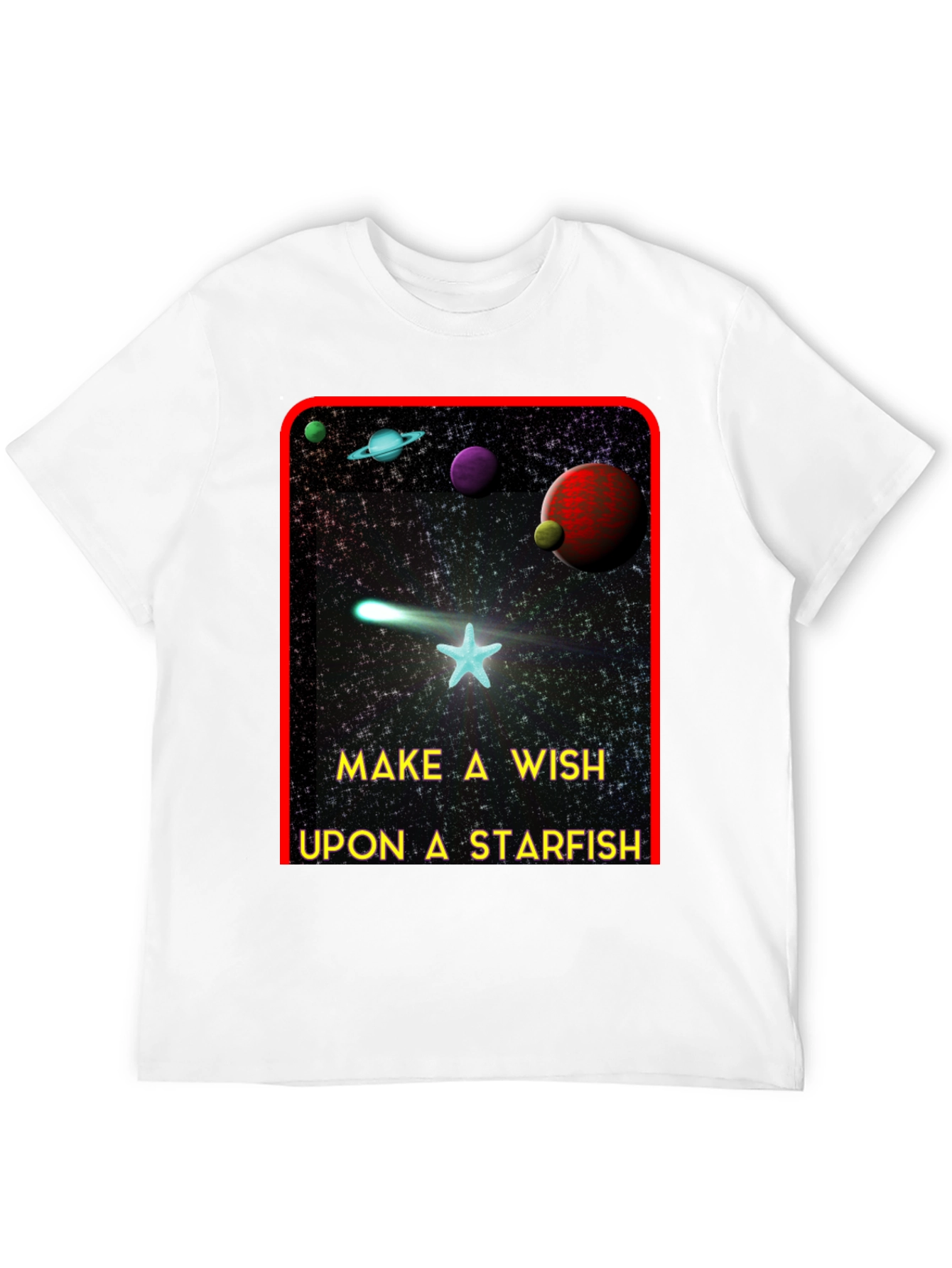 Black Make A Wish Starfish T-Shirt - Galaxy Design Tee view 12