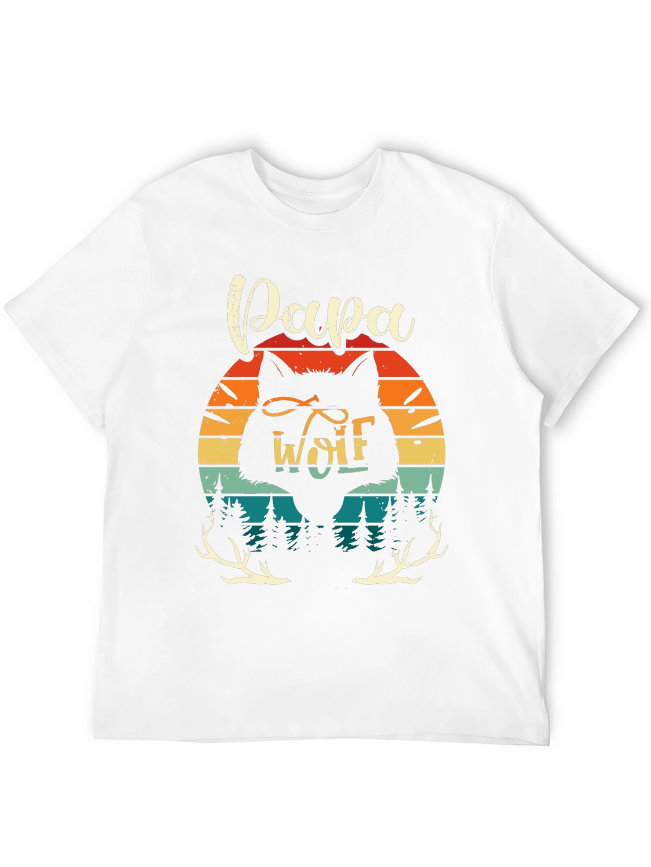 Black Papa Wolf Graphic Tee Retro Style view 12