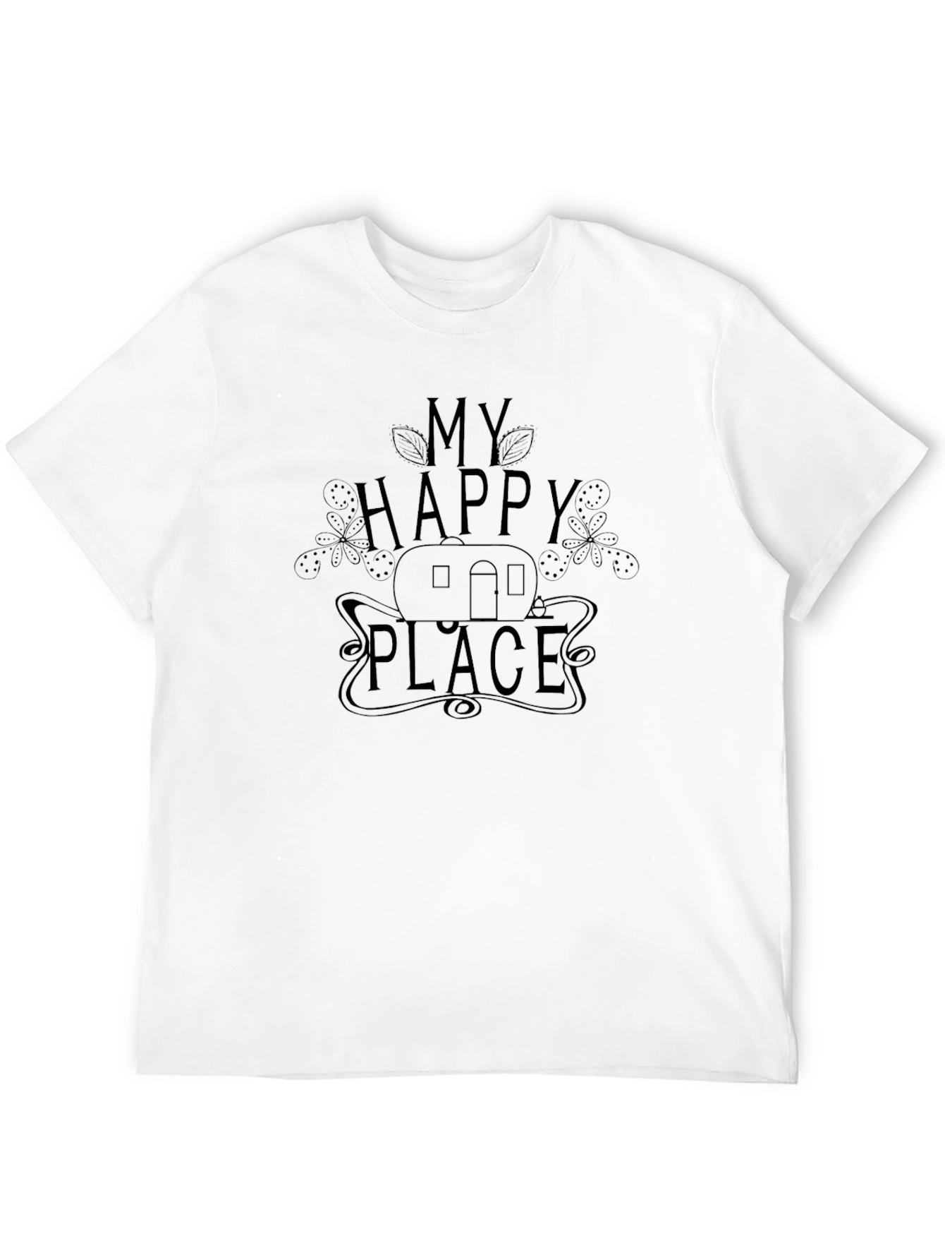 Black My Happy Place Camping T-Shirt view 12