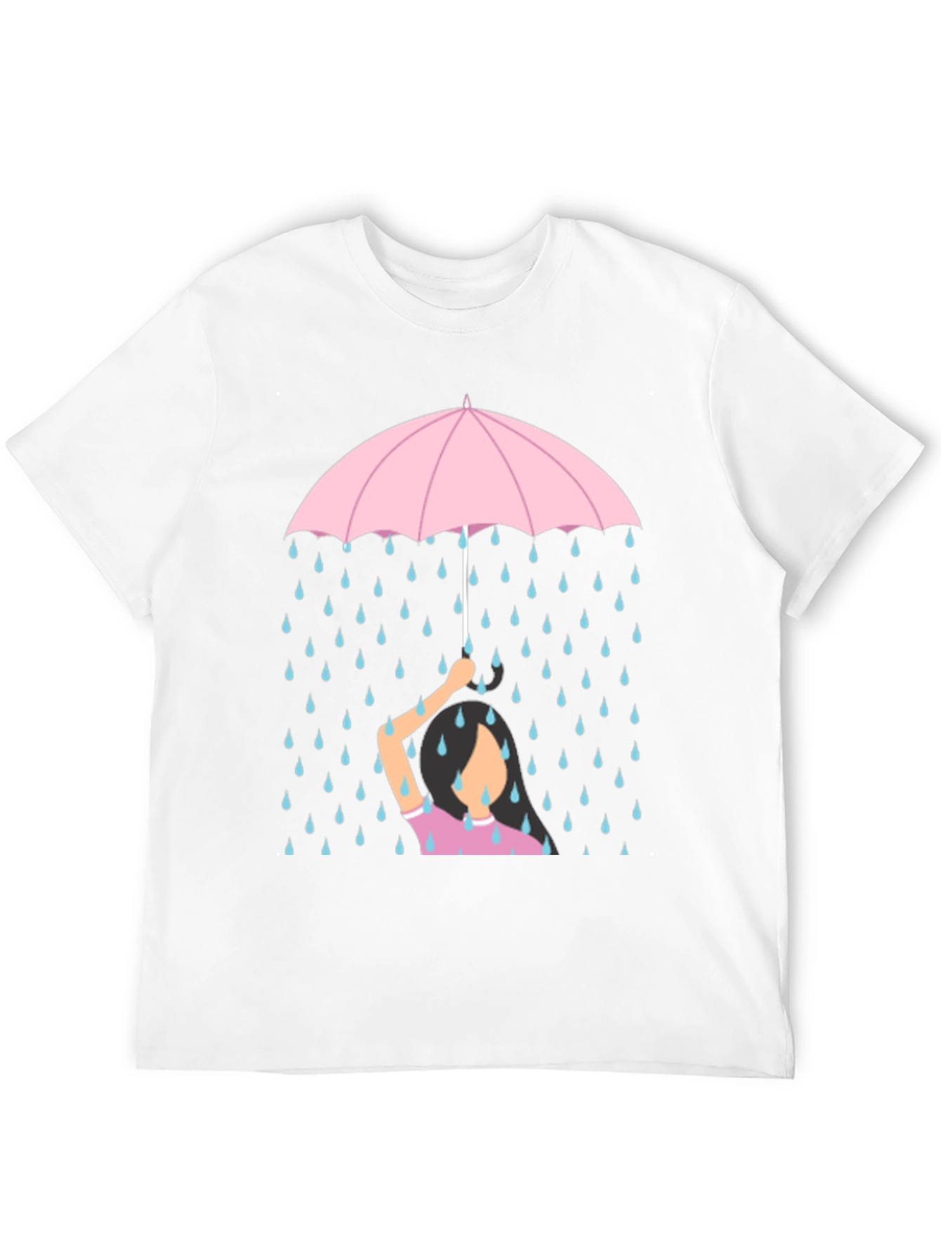 Black Rainy Day Umbrella T-Shirt - Comfort Fit Cotton Tee view 12