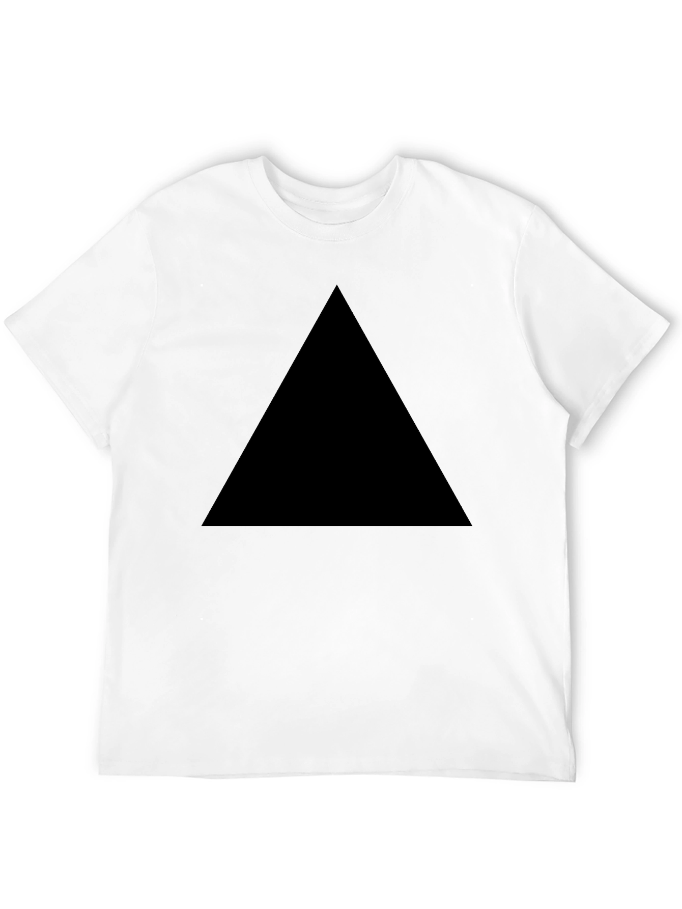 Black Mens Black T-Shirt with Geometric Triangle Design view 12