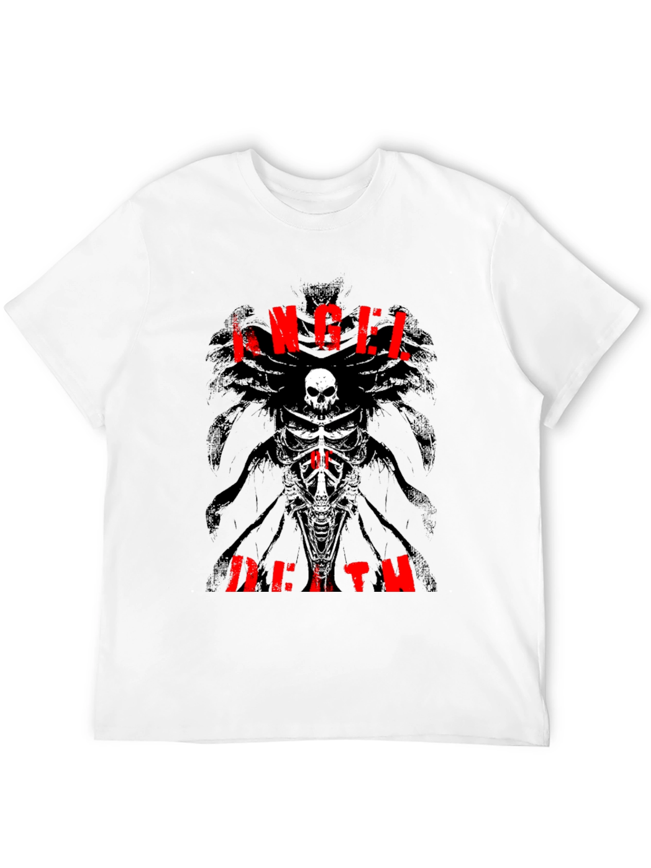Black Angel Death Graphic T-Shirt - Skull & Bones Design view 12