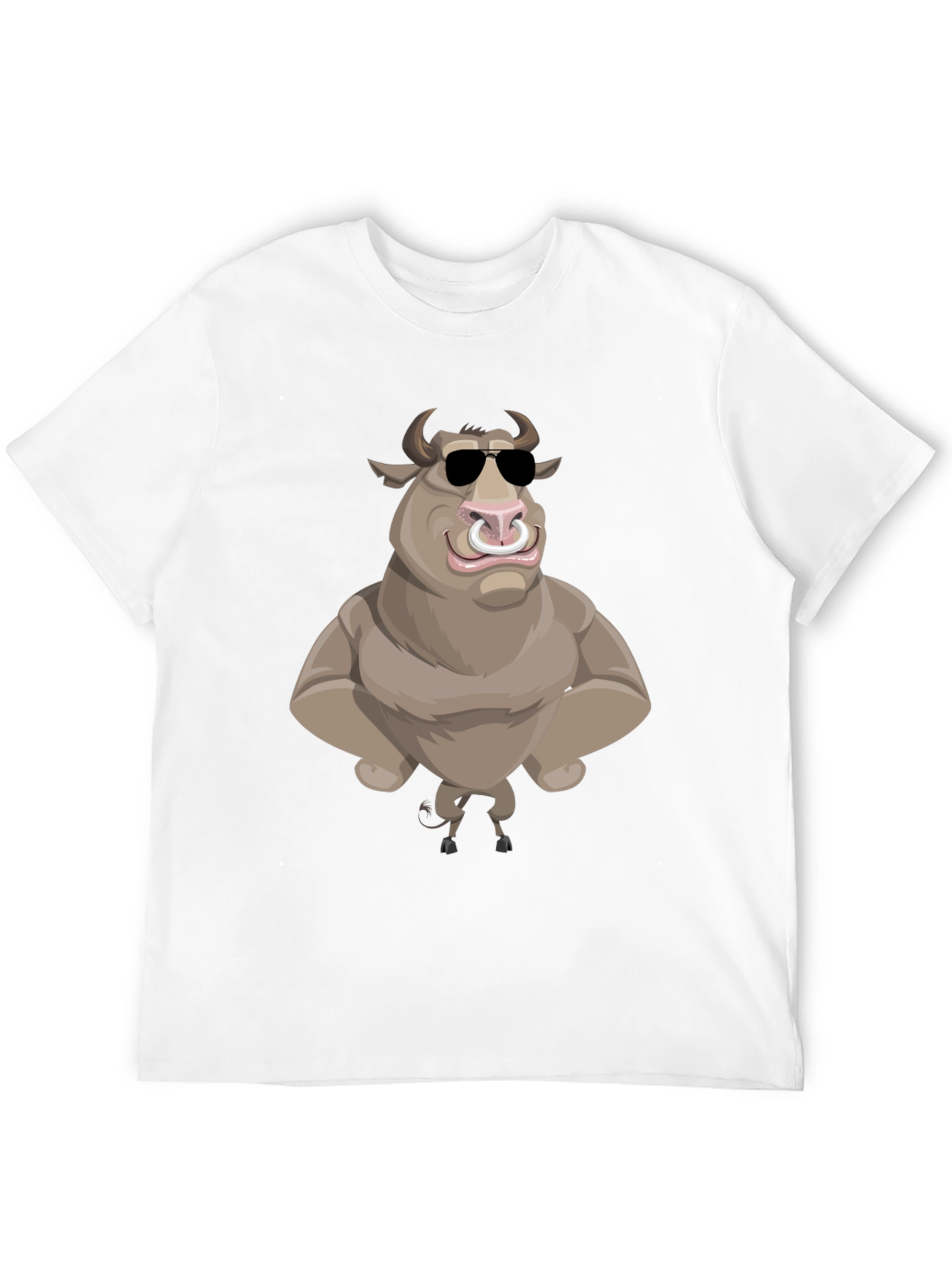 Black Cool Cartoon Bull Graphic Tee - Black view 12