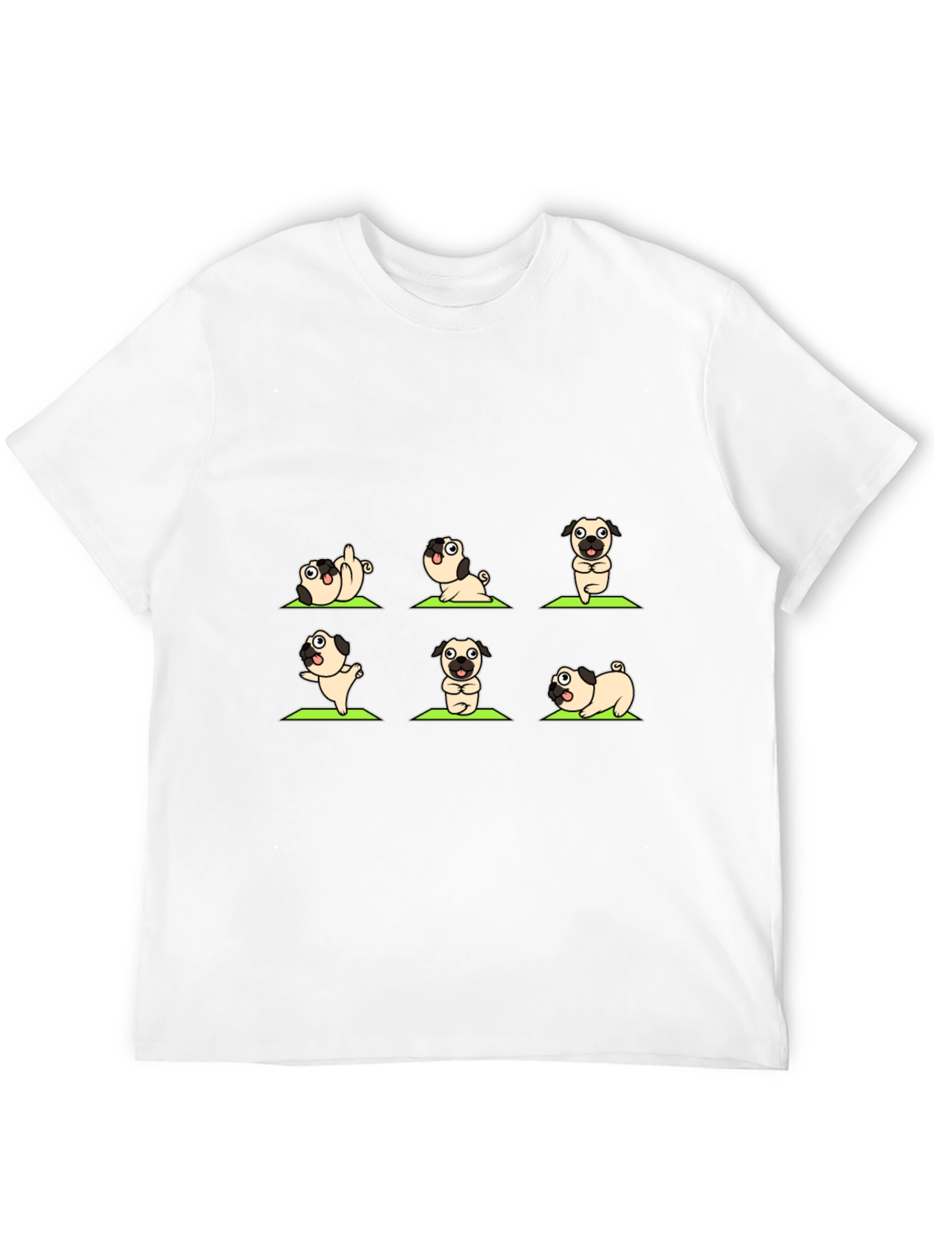 Black Yoga Pug Black Graphic T-Shirt view 12