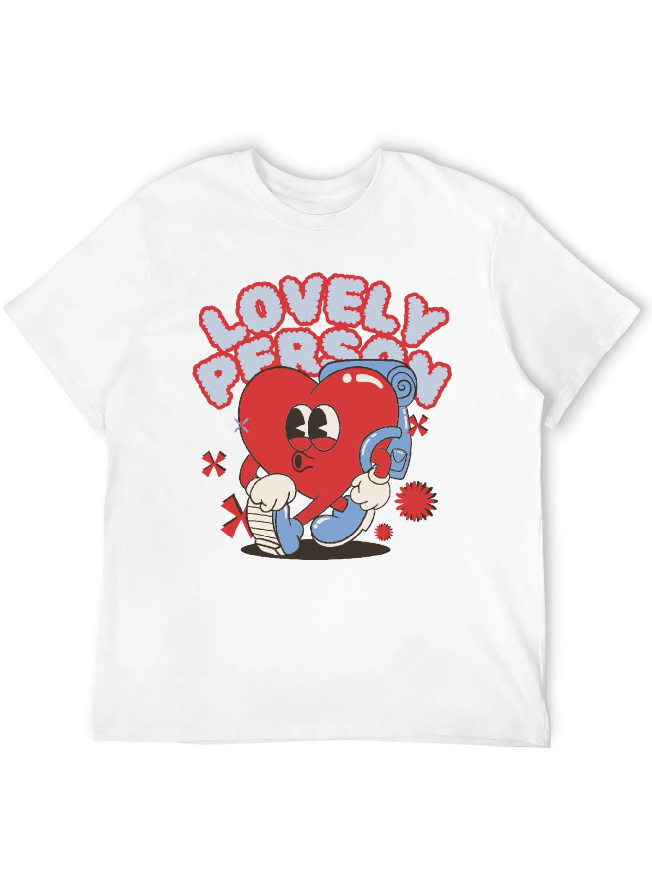 Black Lovely Person Heart Cartoon Black T-Shirt view 12