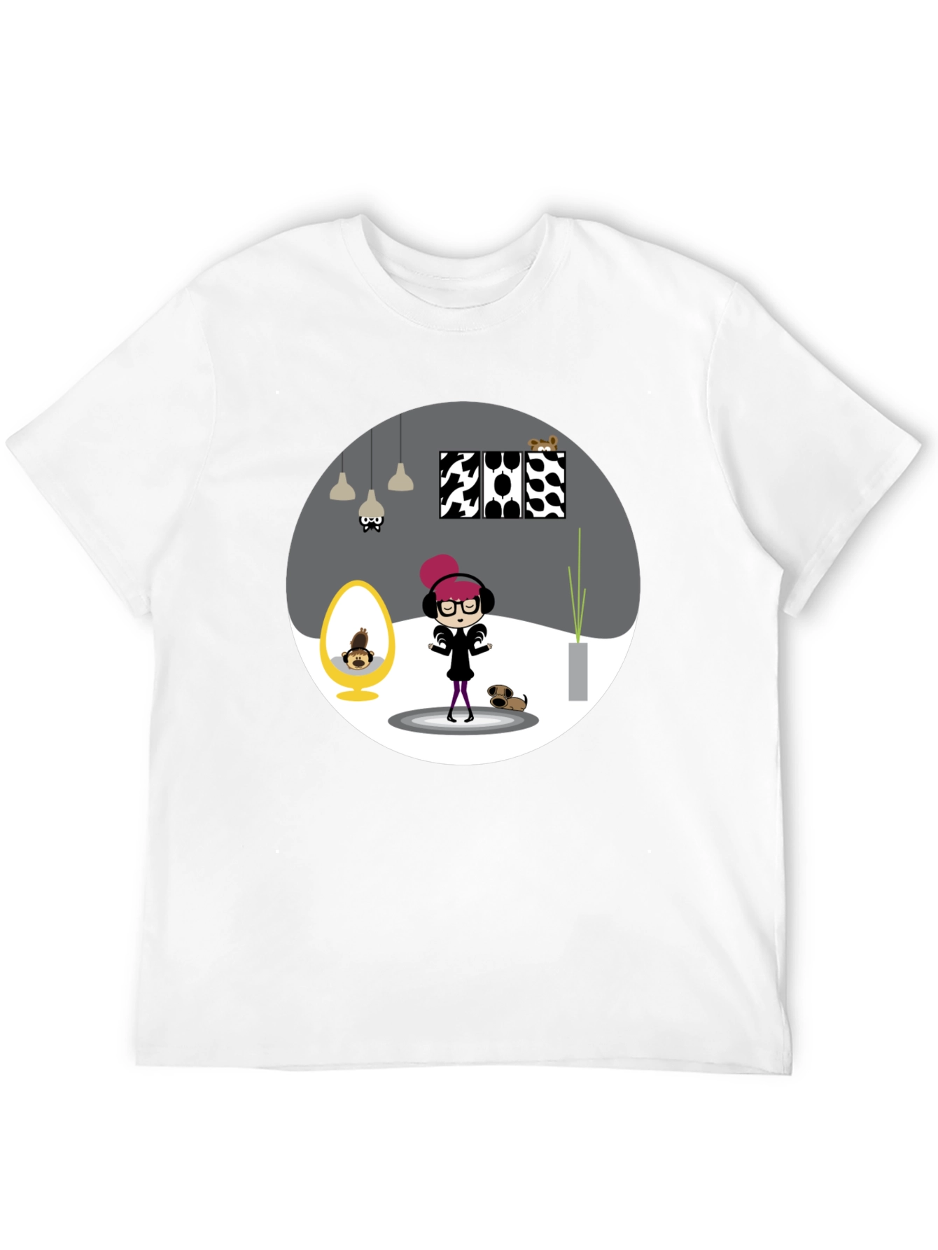 Black Cartoon Graphic Tee - Funky Room Print view 12