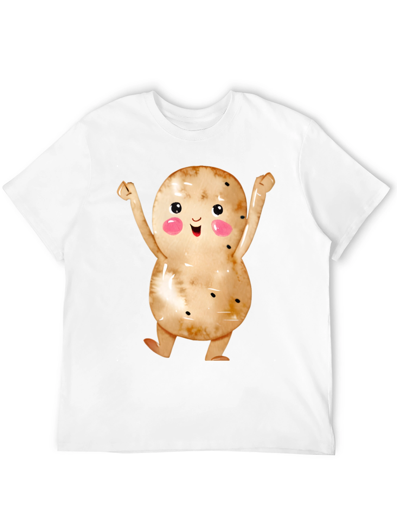 Black Happy Potato Graphic Tee - Black Unisex T-Shirt view 12