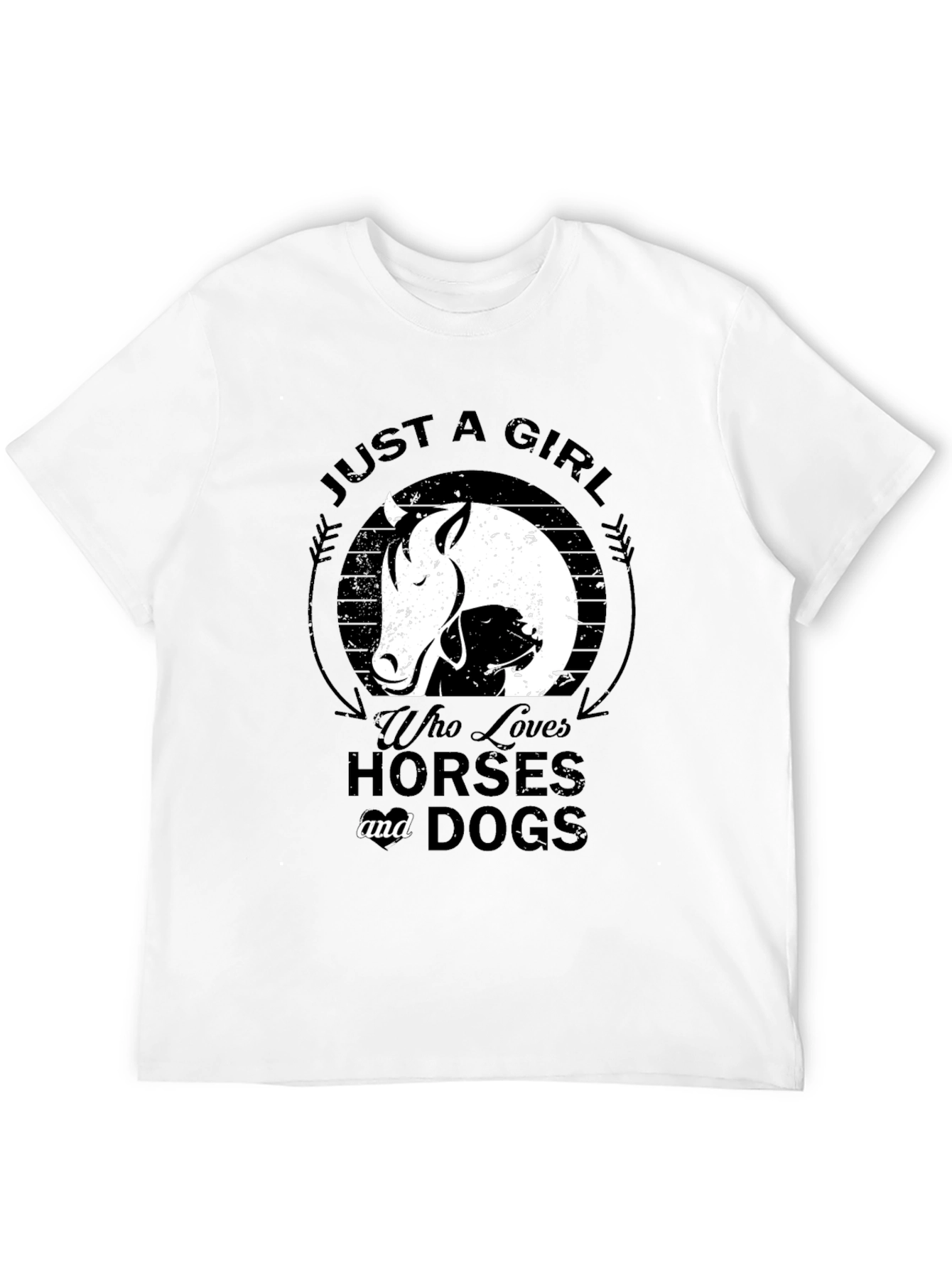 Black Just a Girl Who Loves Horses & Dogs Black T-Shirt view 12