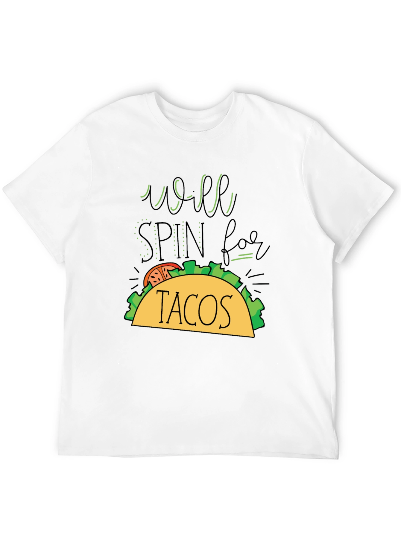 Black Taco Lover's T-Shirt - Will Spin For Tacos Graphic Tee view 12