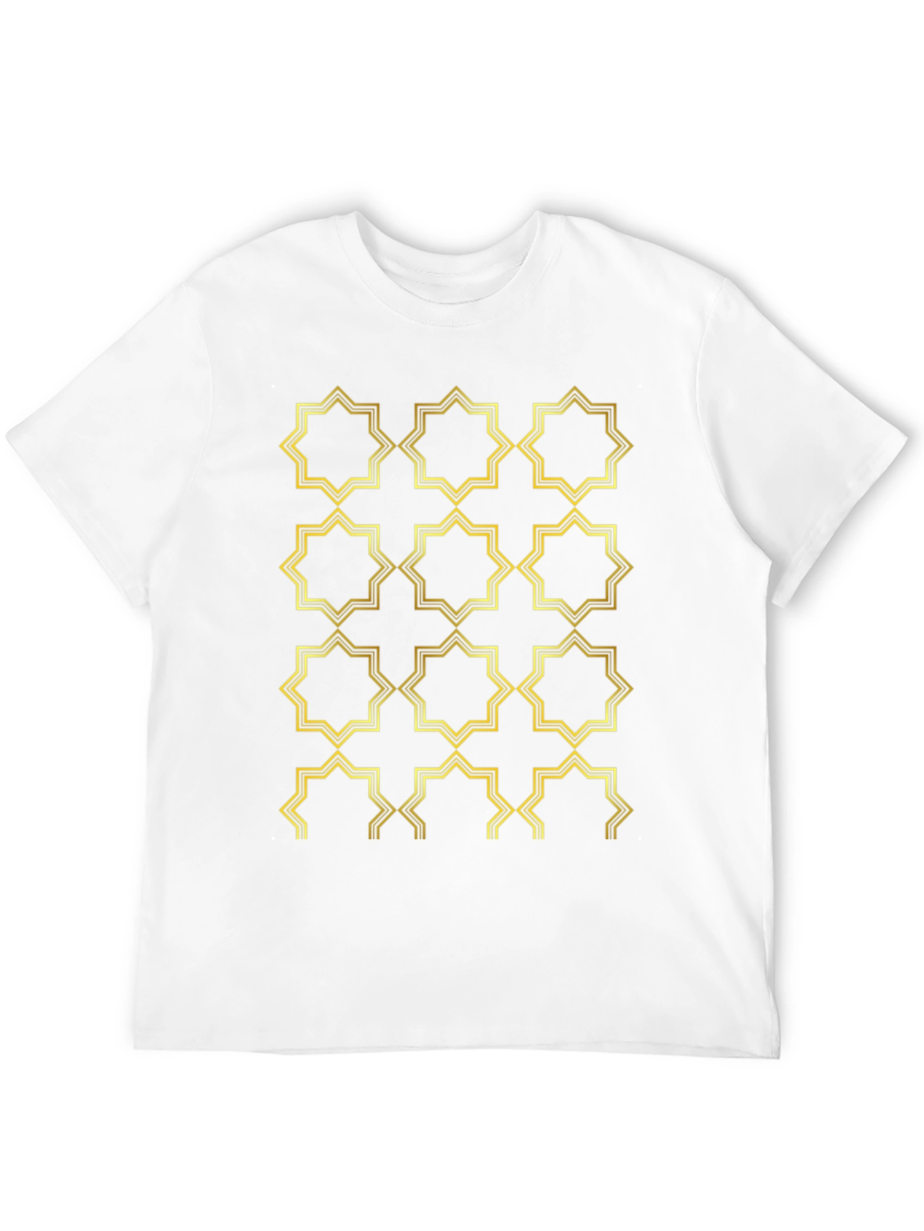Black Geometric Gold Pattern Black T-Shirt view 12