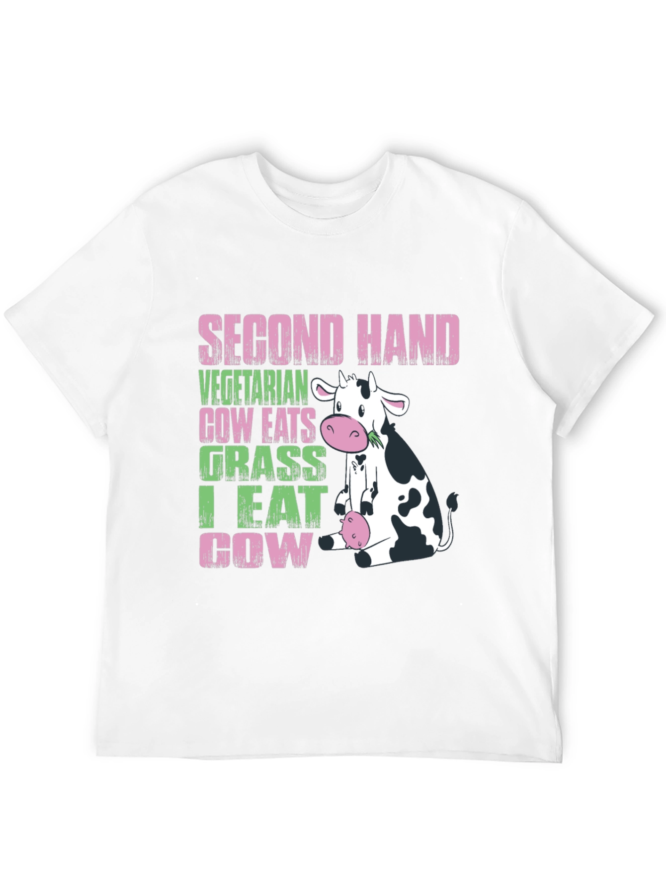 Black Second Hand Cow T-Shirt - Vegetarian & Meat Eater Humor view 12