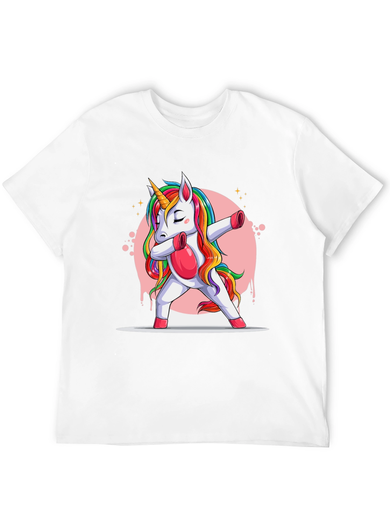 Black Dabbing Unicorn T-Shirt - Rainbow Mane Graphic Tee view 12