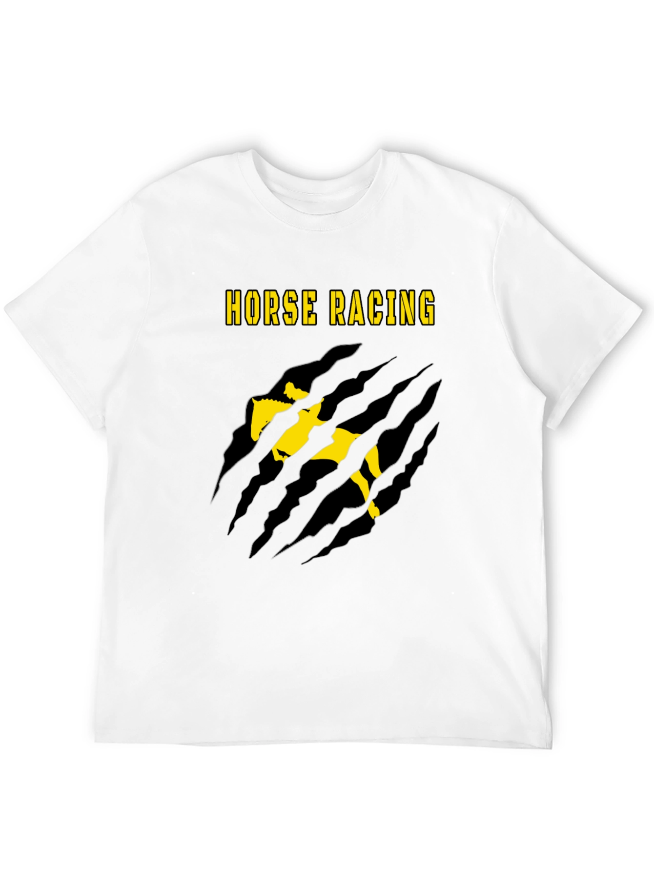 Black Horse Racing Graphic Tee - Black Cotton Blend T-Shirt view 12