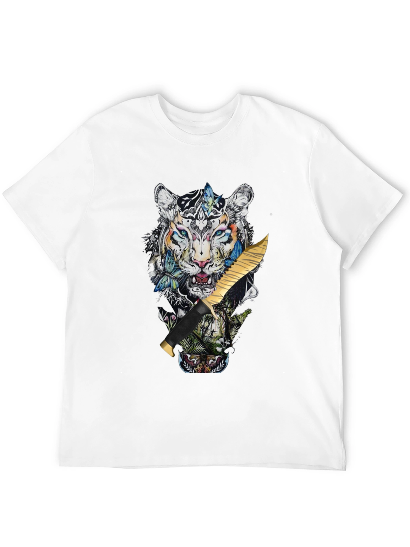 Black Tiger Graphic Print Black T-Shirt view 12