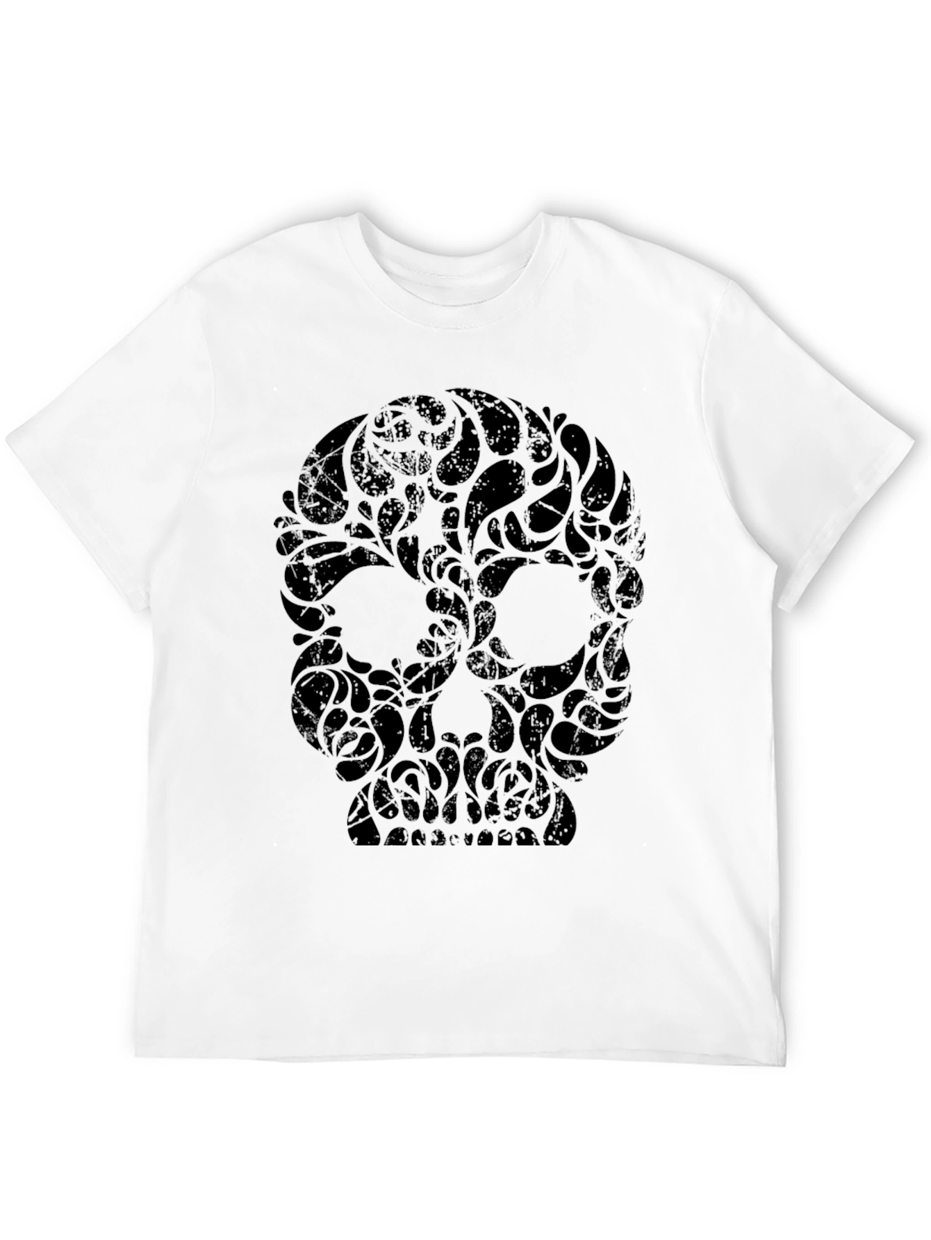 Black Dark Floral Skull Graphic Tee - Men's view 12