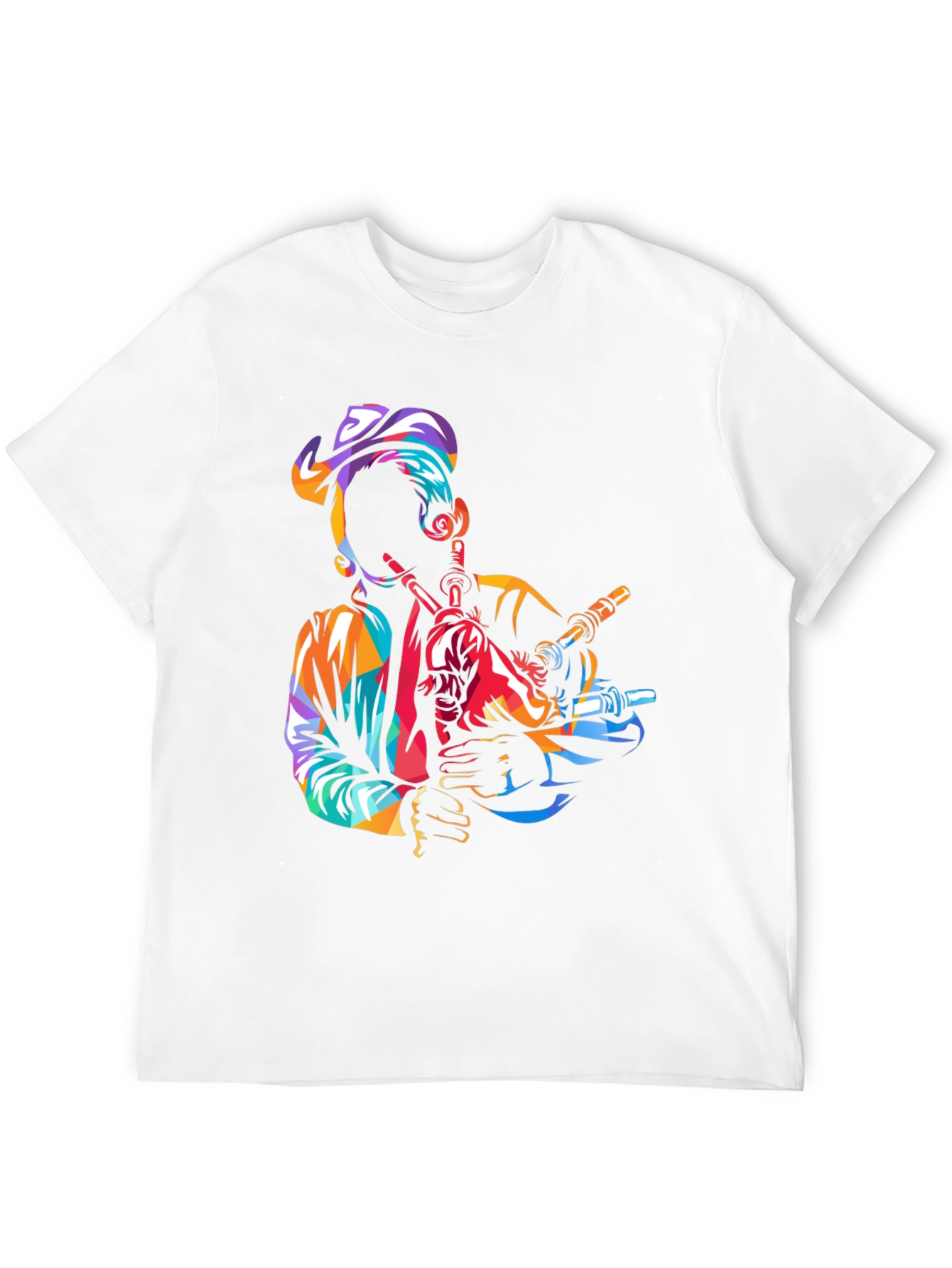 Black Bagpiper Graphic Tee - Black Cotton T-Shirt view 12