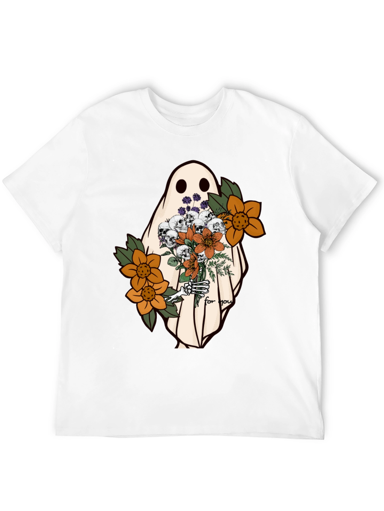 Black Ghost with Flowers Graphic Tee - Unisex Soft Cotton view 12
