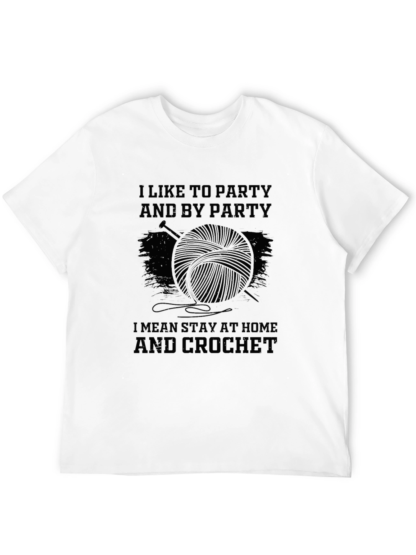 Black Crochet Party Funny Graphic T-Shirt view 12
