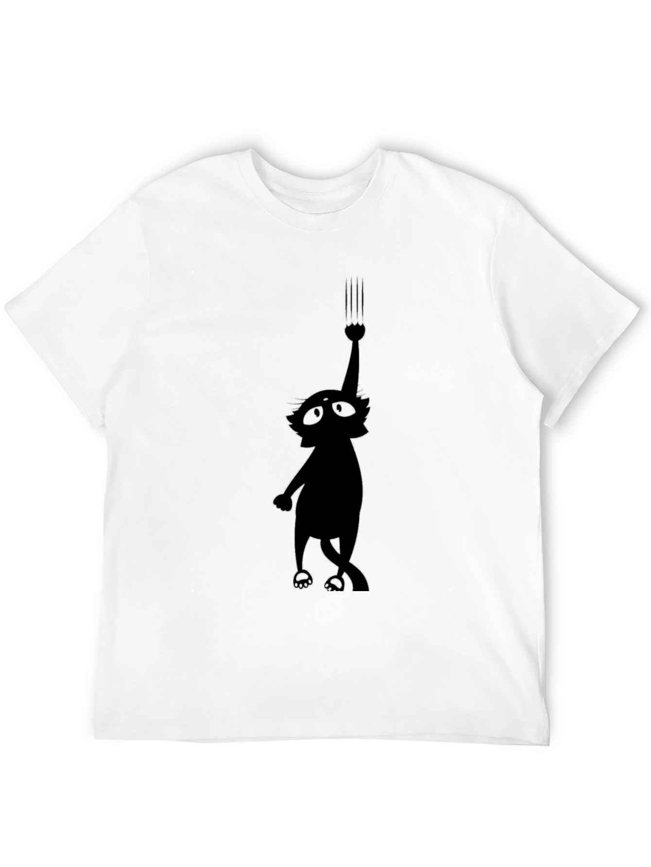 Black Whimsical Cat Scratch T-Shirt - Black Graphic Tee view 12