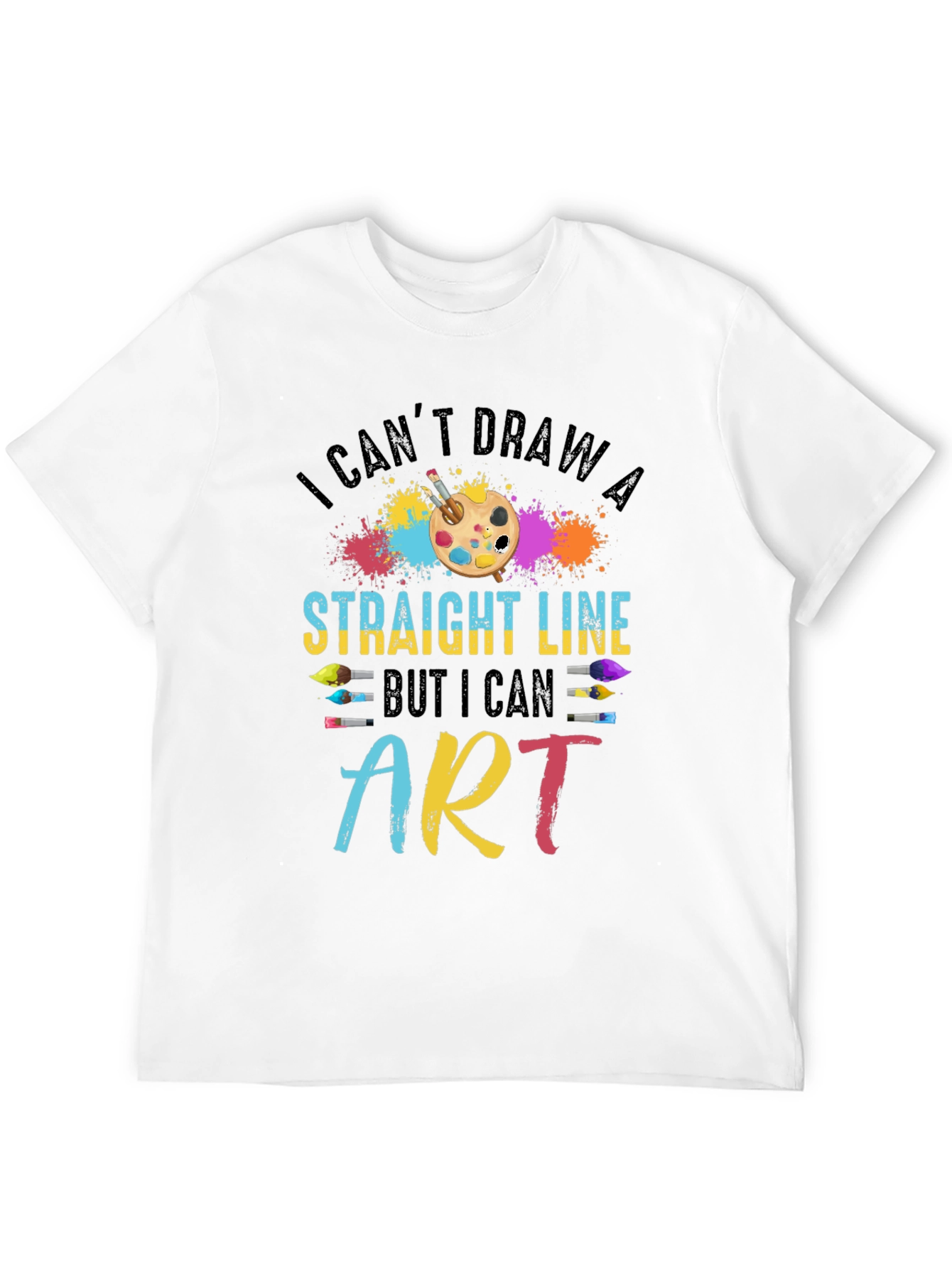 Black Artistic T-Shirt - I Can't Draw a Straight Line view 12