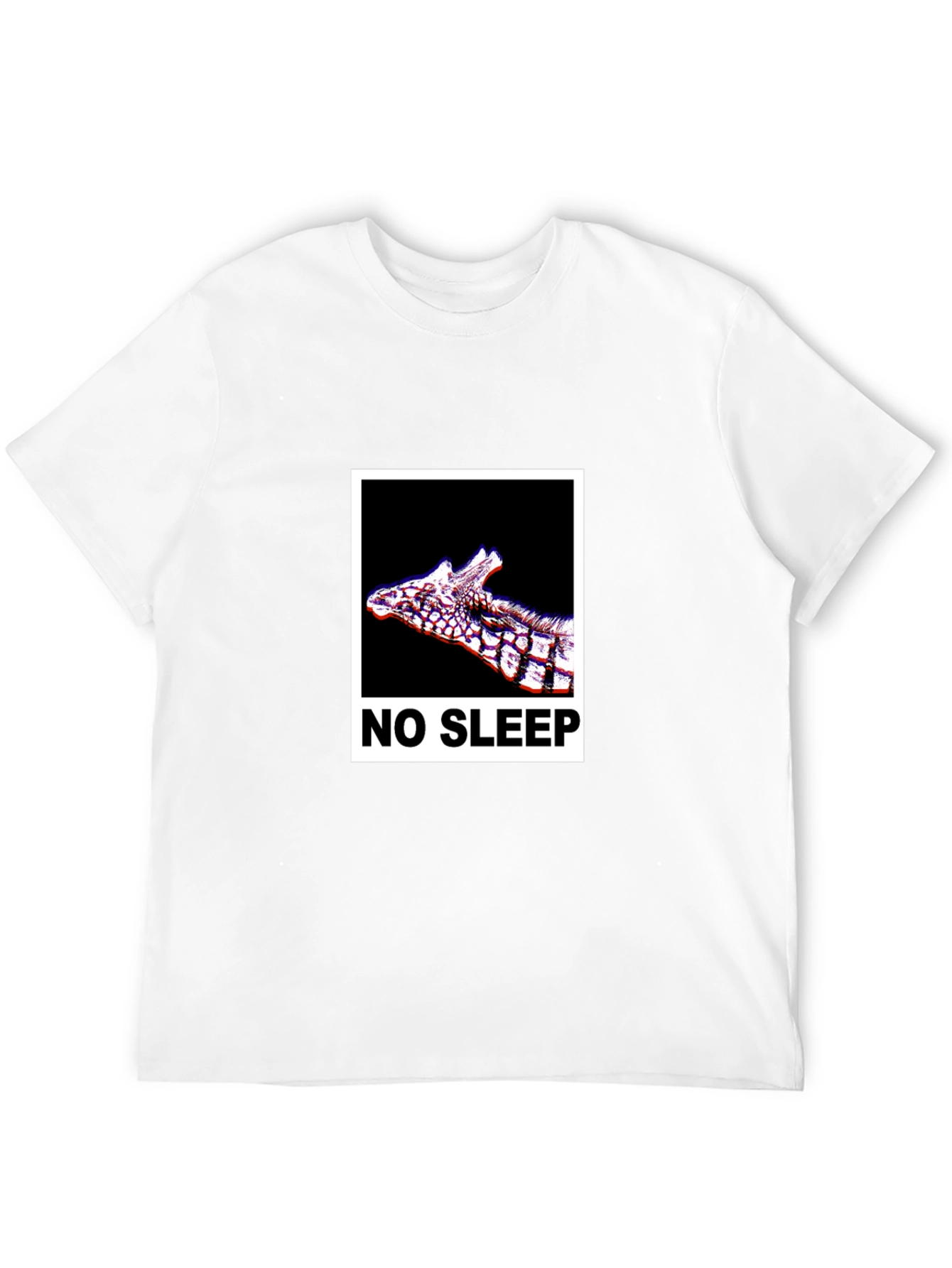Black No Sleep Giraffe Graphic Tee - Black Cotton T-Shirt view 12