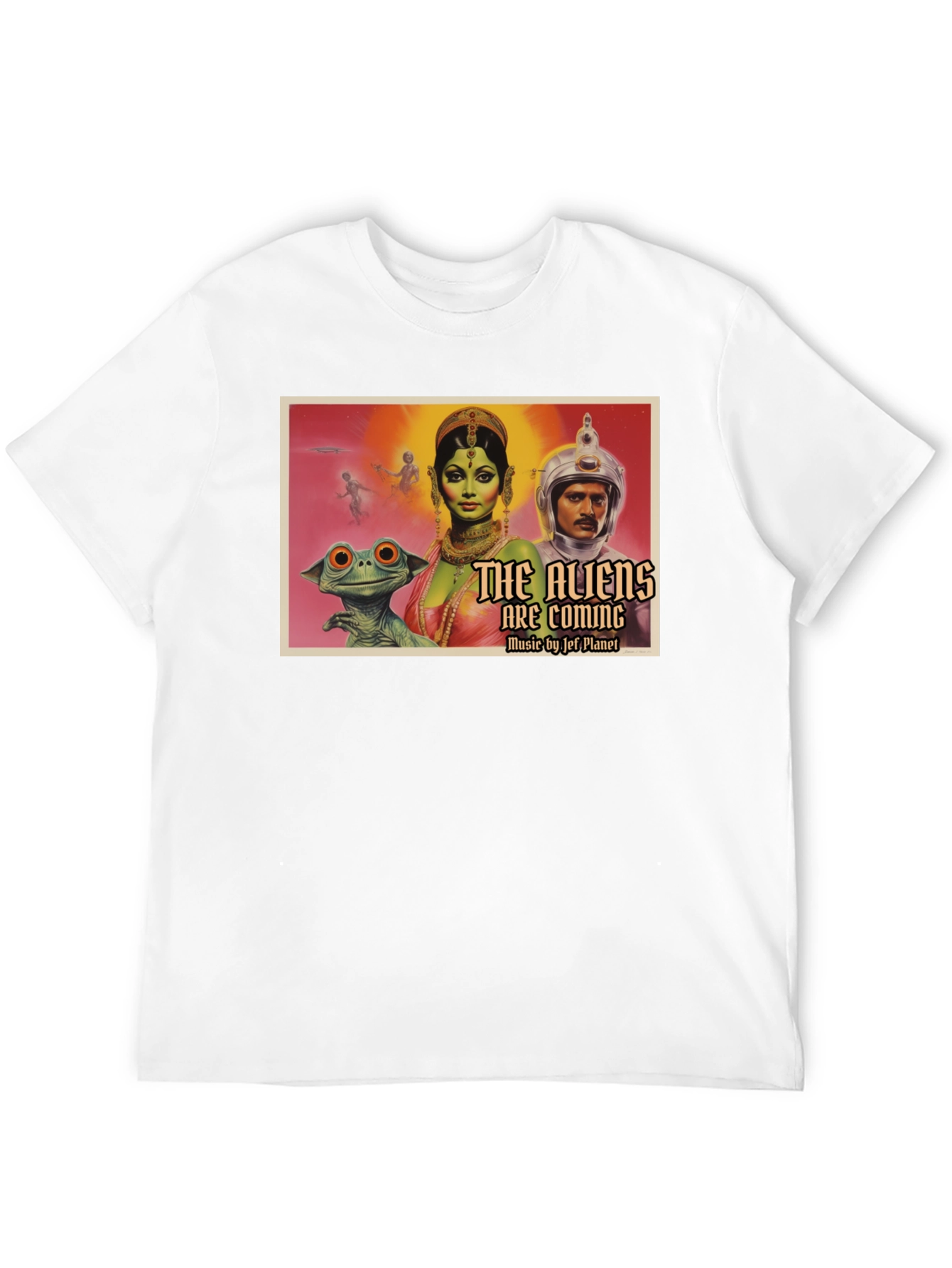 Black Retro Sci-Fi Alien Invasion Graphic T-Shirt view 12