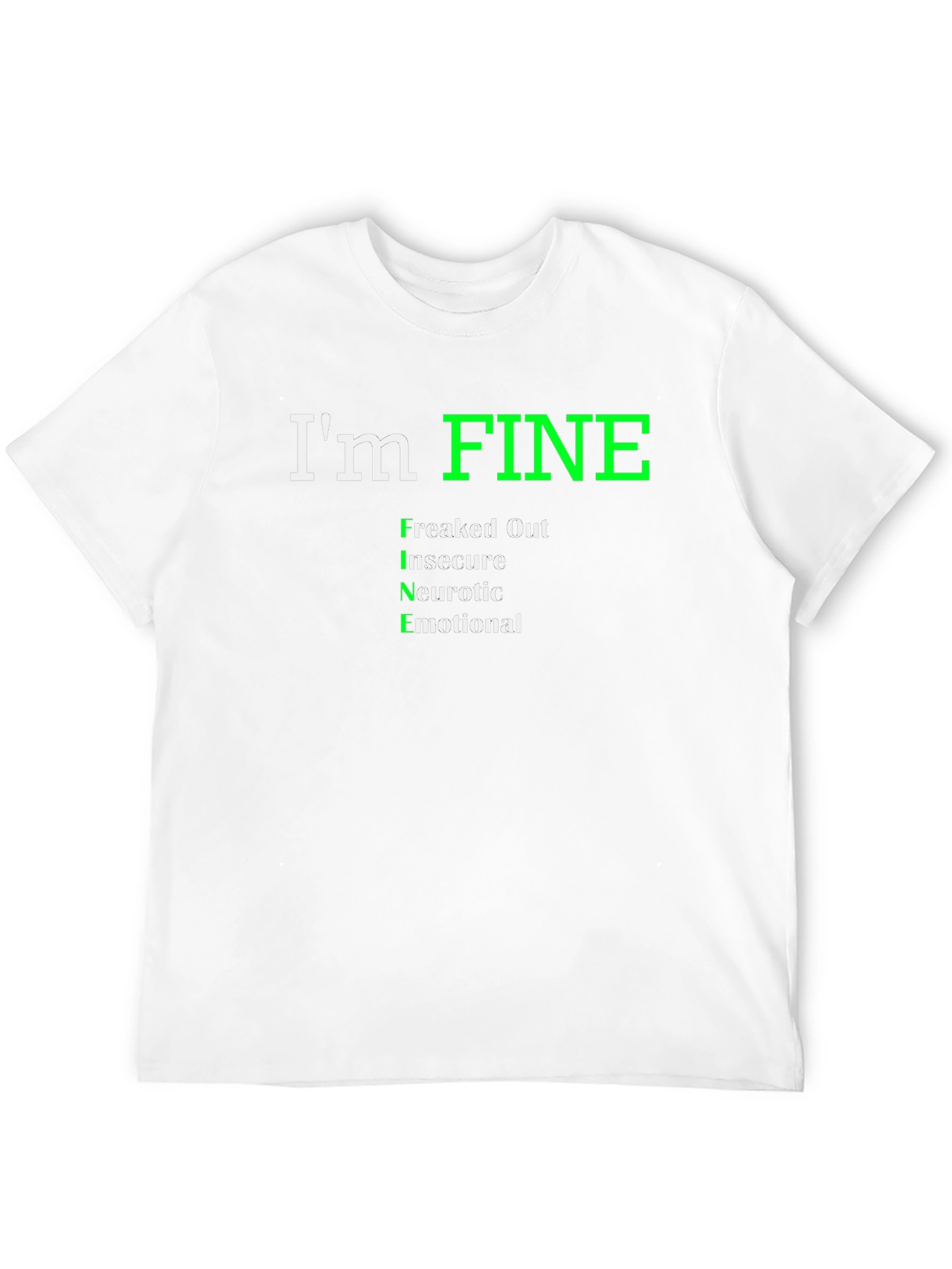 Black I'm Fine Funny Graphic T-Shirt view 12