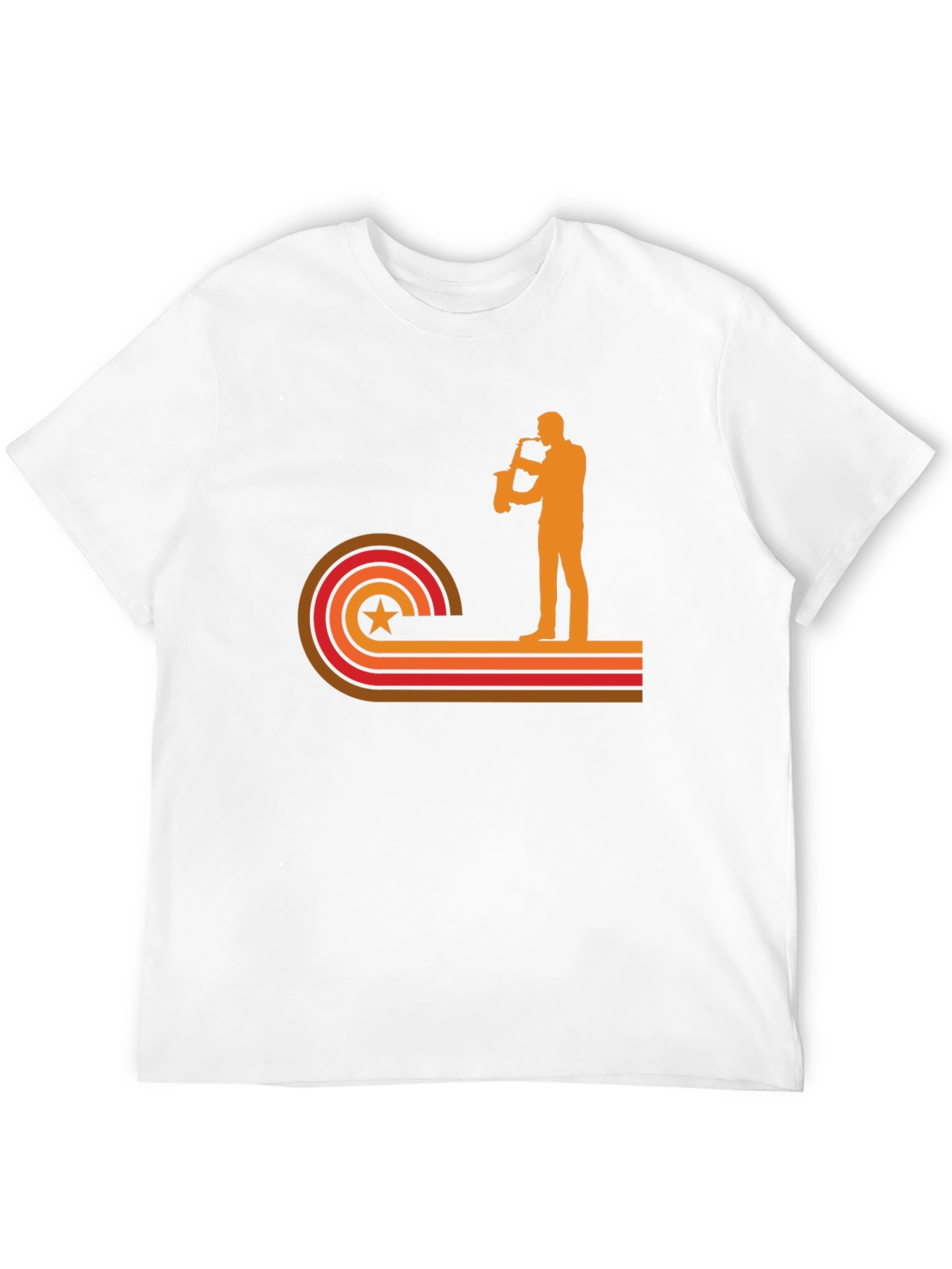Black Retro Saxophone Player Graphic T-Shirt view 12