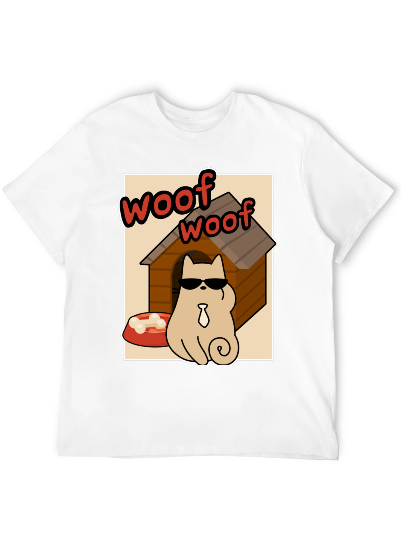 Black Cool Dog Woof T-Shirt view 12