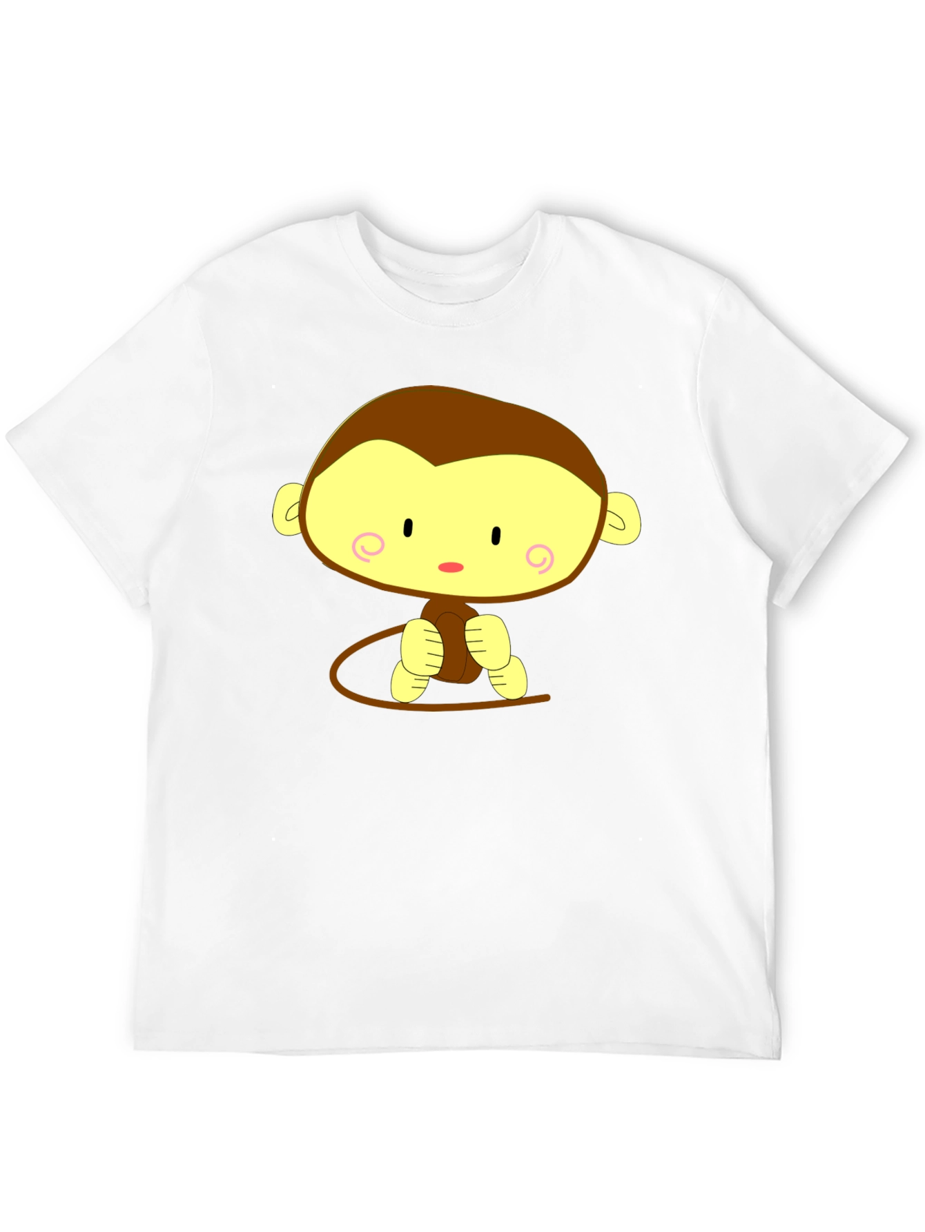 Black Cute Cartoon Monkey Graphic Tee - Unisex Black T-Shirt view 12